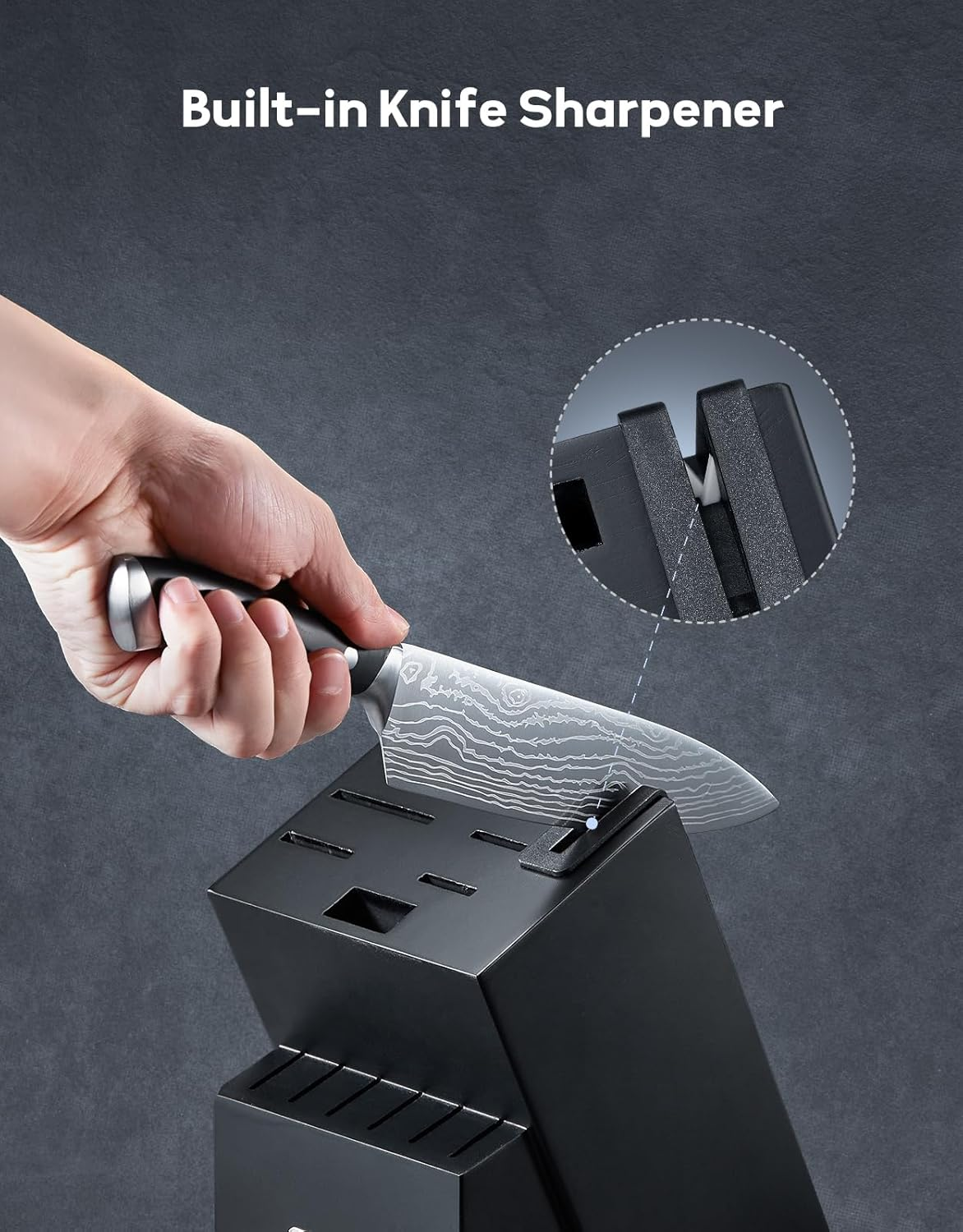 Yabano Knife Set, 14 Pieces German Stainless Steel Kitchen Knife Block Set, Kitchen Knife Block Set with Built-In Sharpener