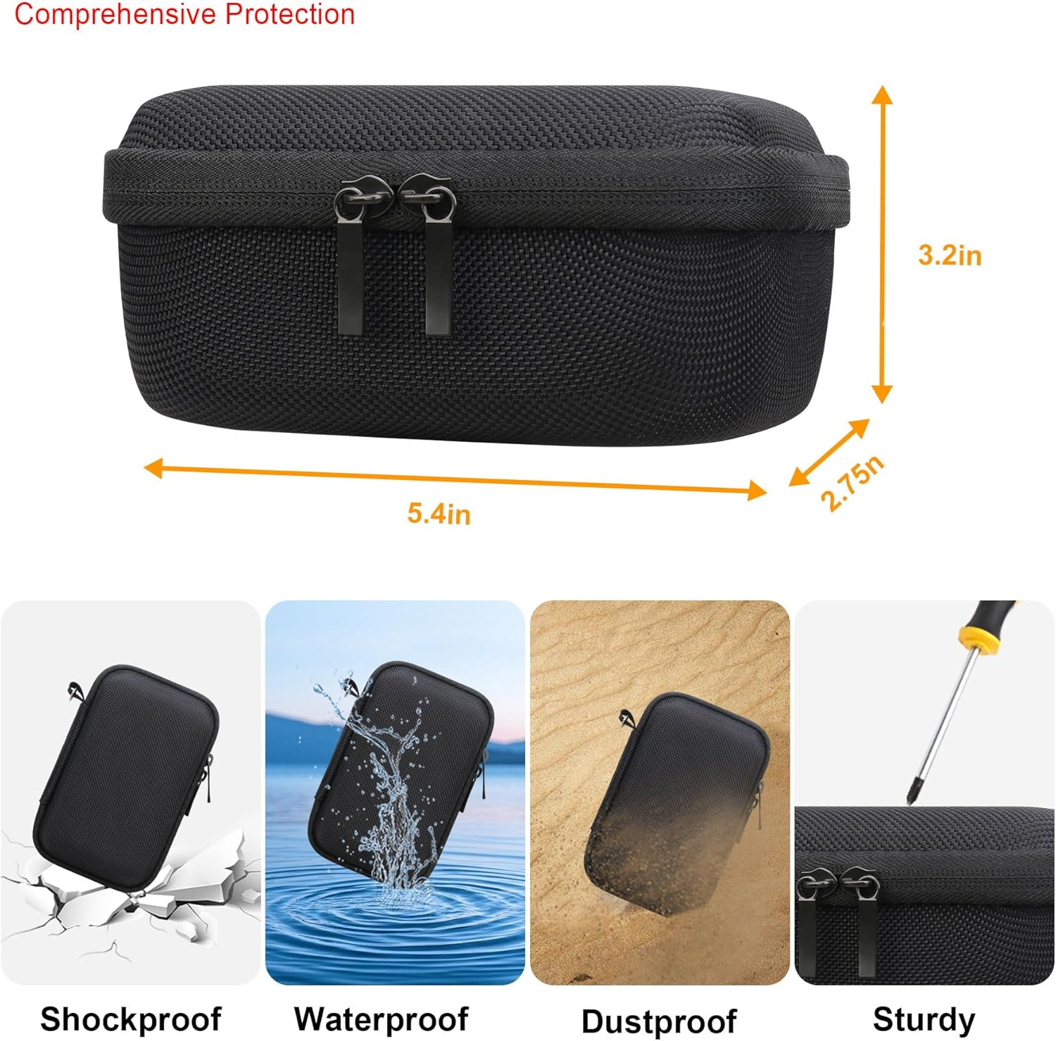 Elonbo Carrying Case for OM System Tough TG-7 / OM System Olympus TG-6 Underwater Camera, Rugged Waterproof Shockproof Wifi 4K Video Digital Camera Storage Cover Travel Bag, Black - Black image number 5
