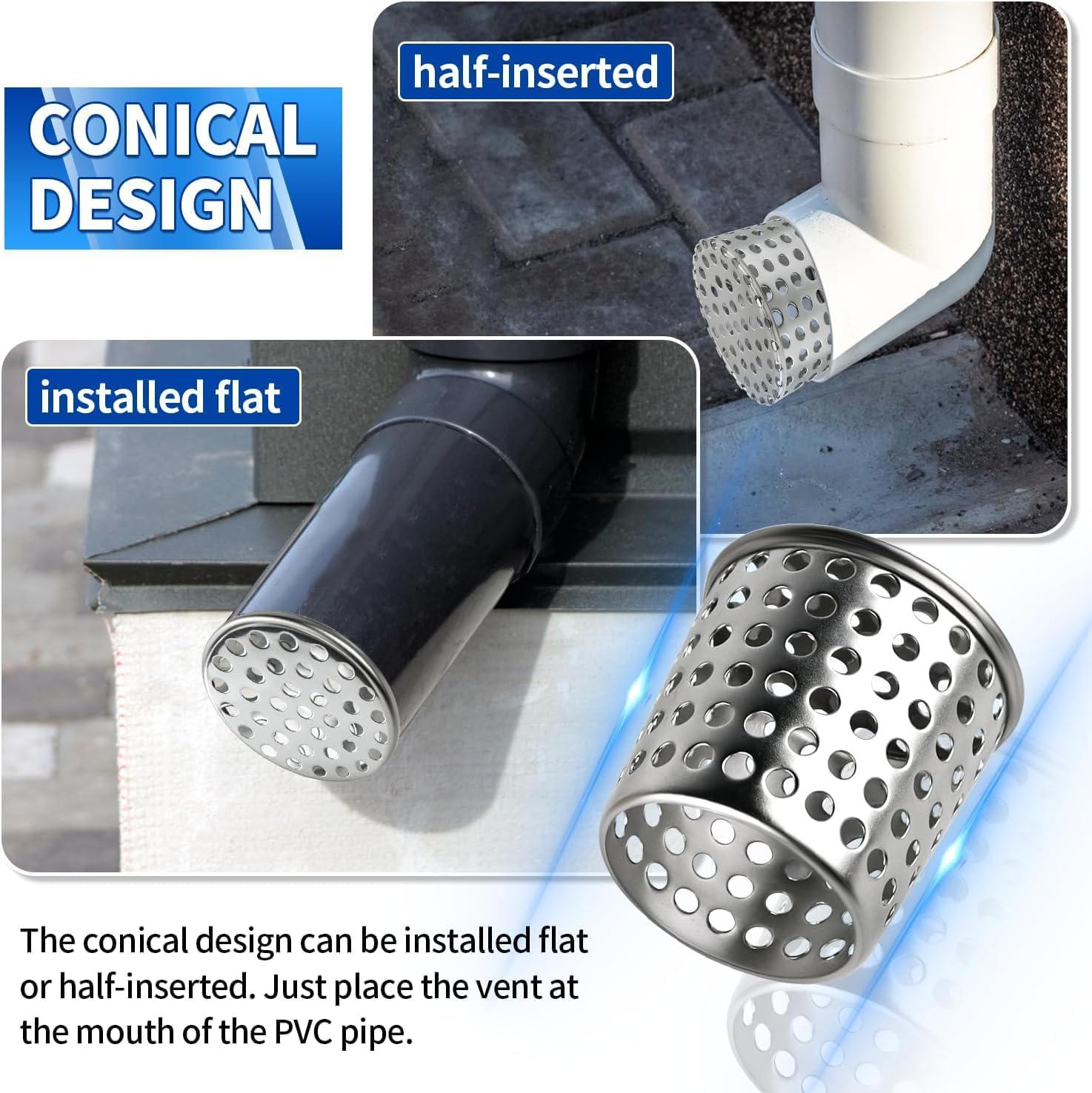 Gutter Leaf Protection Downpipe, Leaf Catcher Grid 100 Mm, Gutter Leaf Stop, Downpipe Sieve for Flat Roof Drain, Drains and Downpipes, Gutter Sieve (90-110 Mm) image number 6