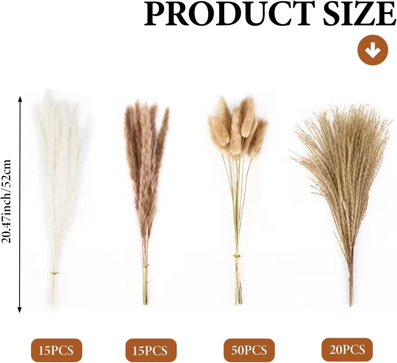 100 Pieces of Pampas Decorations, Dried Pampas Grass Decorations, Dried Tail Flowers, Vase Filling Decorations, Wedding Bouquets, Home Decor image number 6