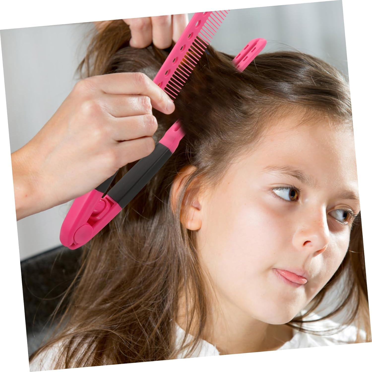 V-Shaped Straight Comb, 2Pcs Flat Salon Hair Brush Styling Comb, DIY Straightening Iron, Color A - Color B image number 2