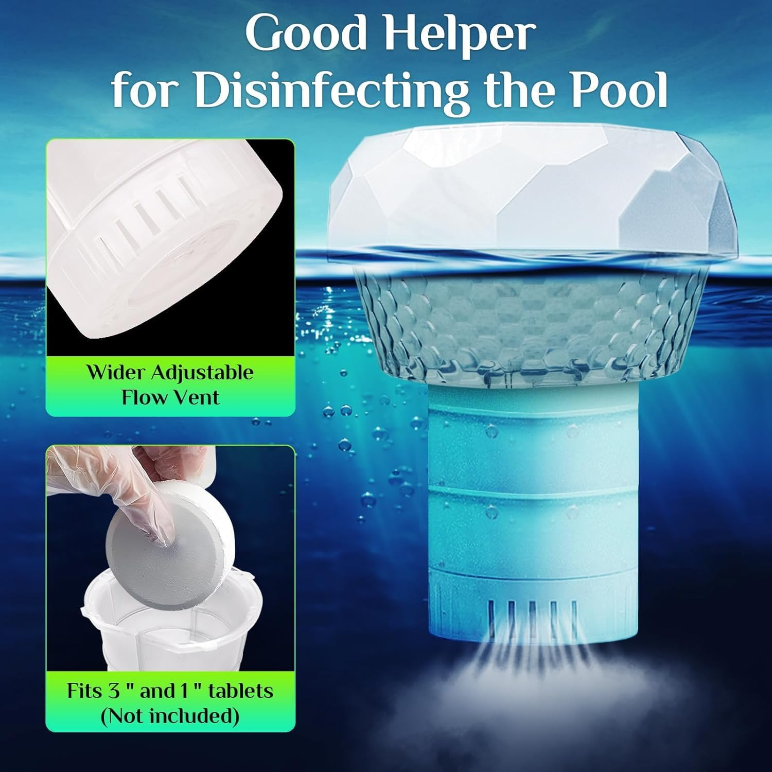 Solar Rechargeable Floating Pool Lights - IP68 Underwater Remote Control LED with Colorful Light Show & Timer, Solar Powered Waterproof Light for Inground Pool,Bathroom, Bathtub, Pool Party image number 5