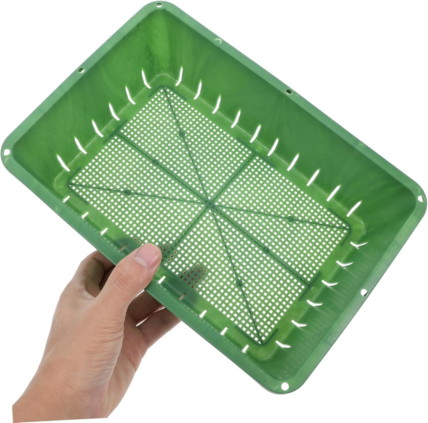 Milisten Propagation Tray Seedling Starter Tray for Gardening 2Pcs 26X18X7Cm in Green Suitable for Sprouts Indoor Plant Growing image number 5