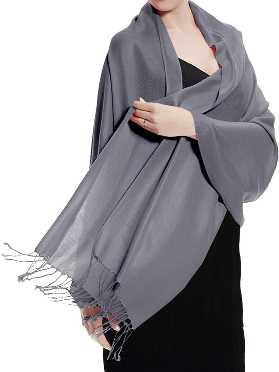 Pashmina Large Soft Plain Shawl/Wrap/Scarf for Women - Baby Pink image number 5