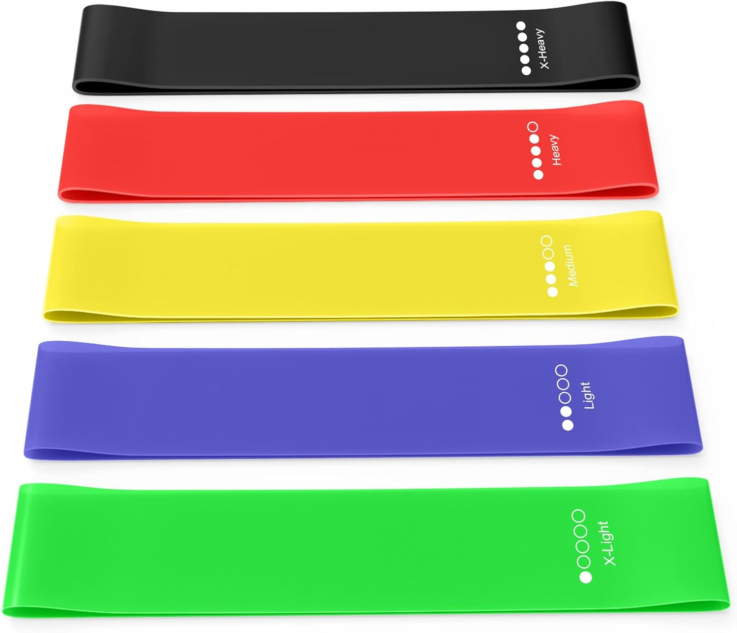 Resistance Bands, [Set of 5] Skin-Friendly Resistance Fitness Exercise Loop Bands for Women and Men, 5 Different Strength Levels, Carry Bag Included, Ideal for Training,Pilates, Gym, Yoga image number 3