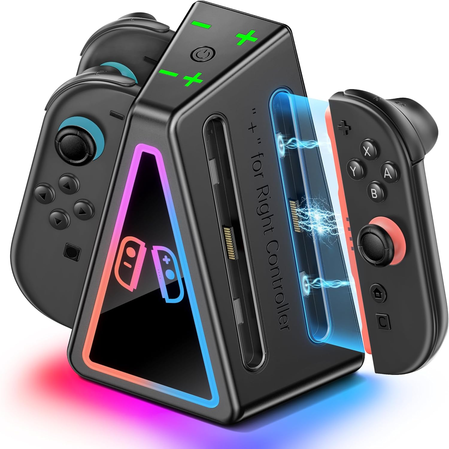 Switch 2 Controller Charging Dock for NS2 Joycon, Ergonomics & Magnetic Charger Dock for Joycon 2 Controllers, 4 in 1 Switch 2 Controller Charger Stand with RGB Lighting for Joy Con 2 Accessories image number 2