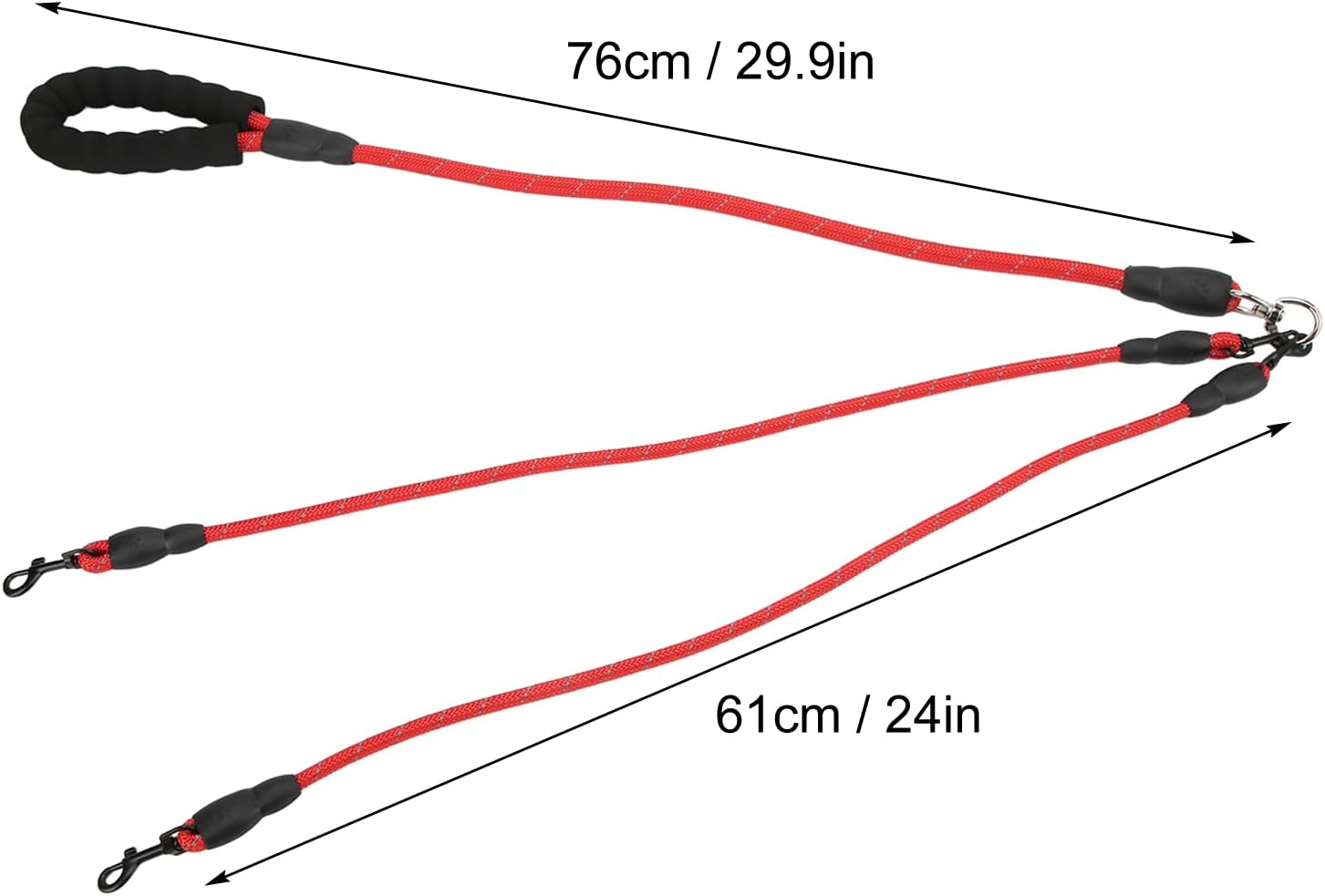 Dog Leash, 360&deg; Rotation Reflective Dog Walking Leash with Foam Handle, Heavy Duty Large Dog Leash for Small Medium and Large Dogs Hiking Camping Backyard Beach (Red) image number 4