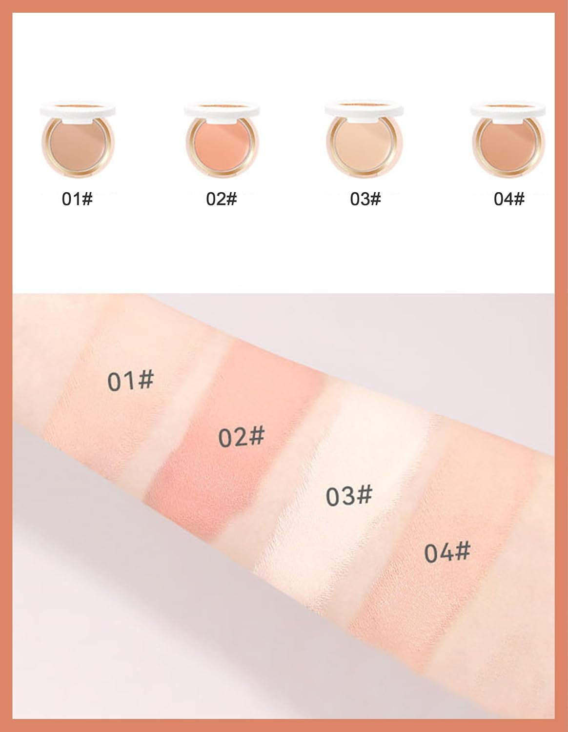 Erinde Full Coverage Concealer Cream with Brush, Waterproof Long Lasting Concealer for Dark Circles, Redness, Blemishes & Uneven Skin Tone, Lightweight Natural Finish Liquid Cream Concealer Makeup #02 - 04 image number 7