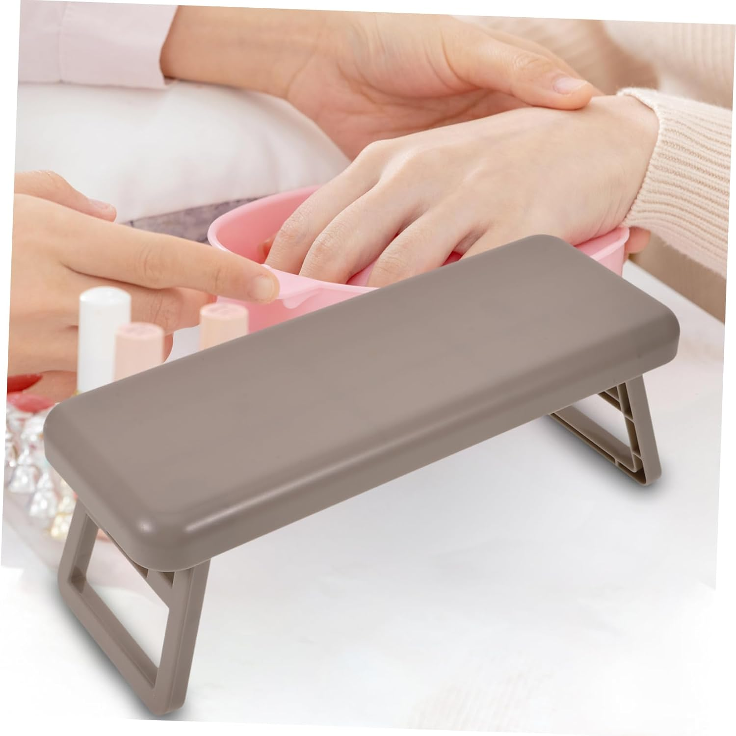 Minkissy Manicure Hand Pillow Nail Art Arm Rest Comfortable Wrist Support Brown image number 1