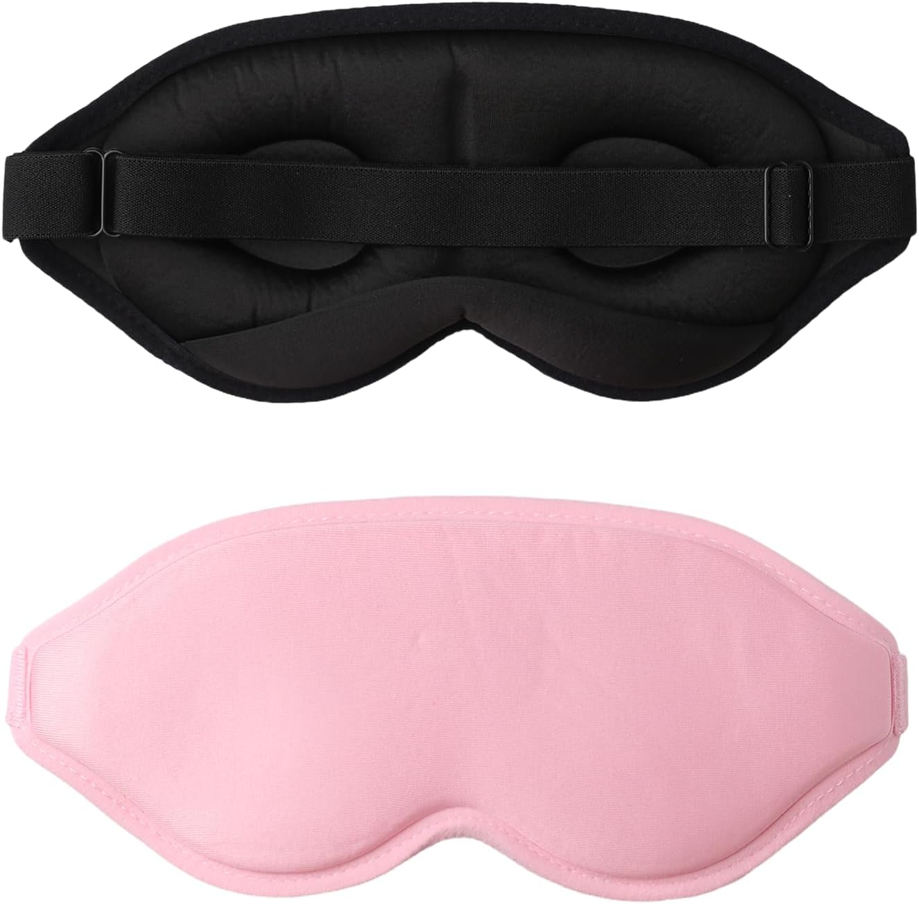 Sleep Mask for Men & Women &ndash; 2 Pack 3D Contoured Eye Mask with Adjustable Strap, Soft Breathable Night Blindfold for Sleeping, Travel, Yoga & Nap (Pink & Black) image number 3