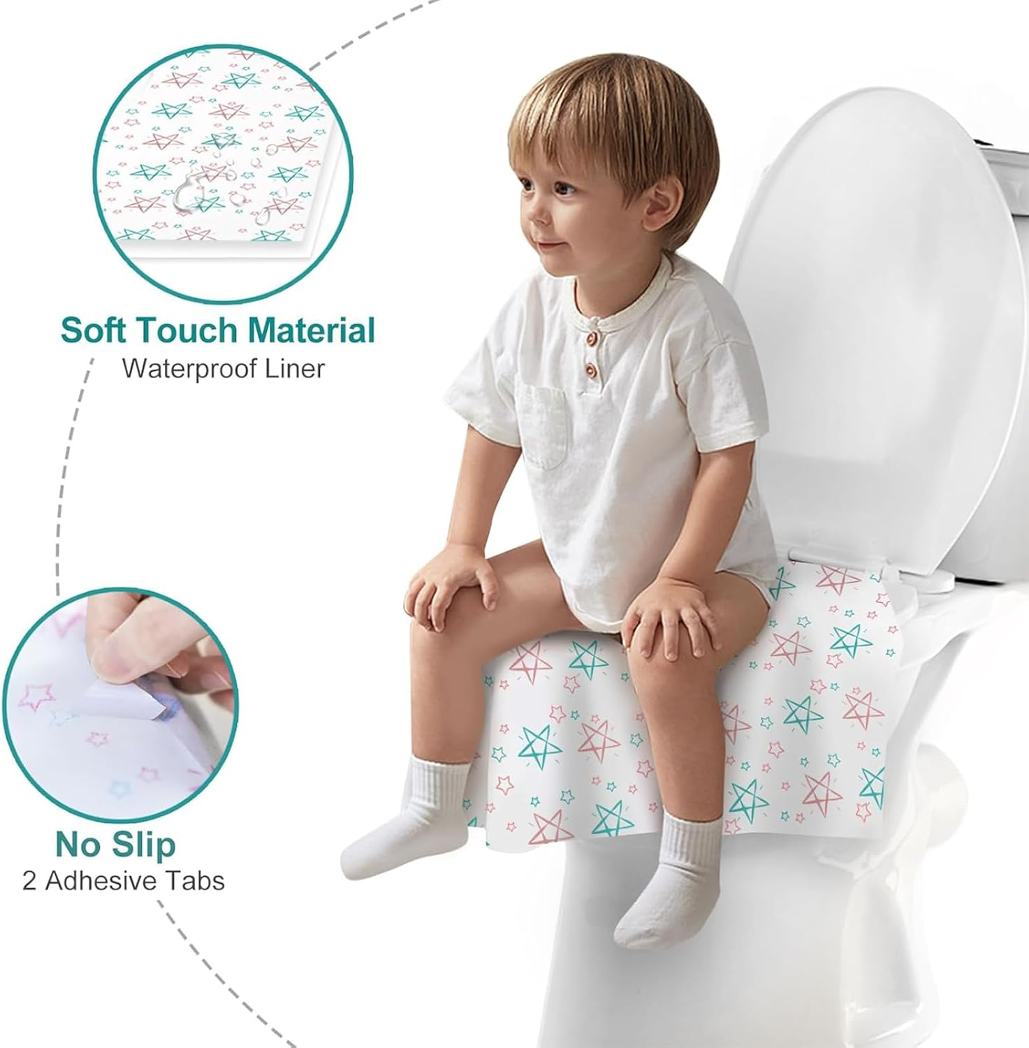 Toilet Seat Covers Disposable 20 Pack, Individually Wrapped Toilet Seat Shields Travel Accessories for Adults Kids with Non-Slip Adhesives, Potty Shields, Airplane, Waterproof image number 1