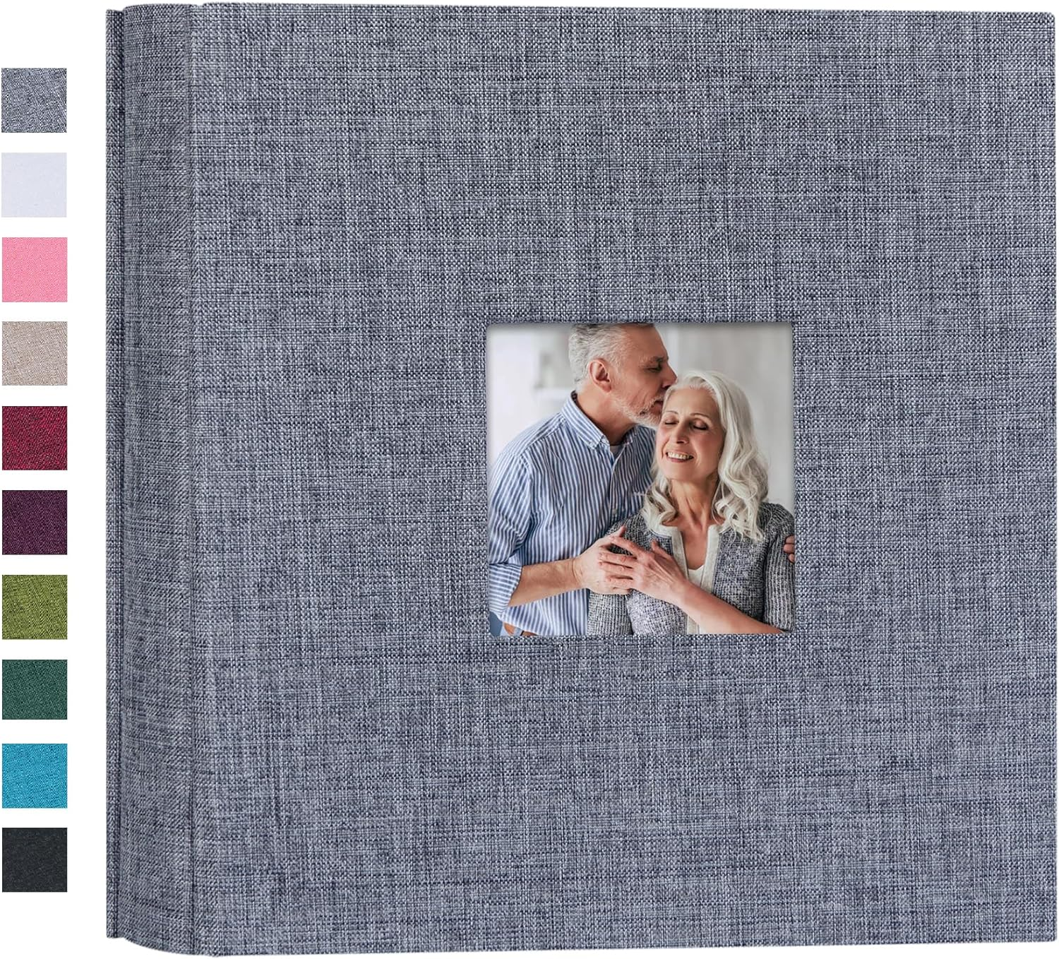 Mublalbum Small Photo Album 4X6 200 Photos Linen Cover Picture Book with Horizontal Pockets for Wedding Family Anniversary and Baby (Gray)