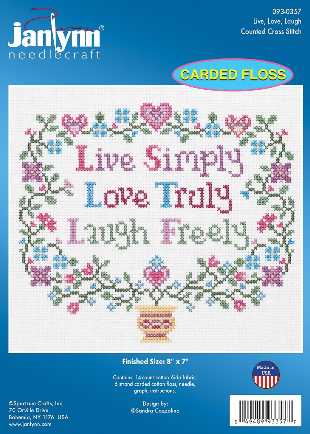 Janlynn Live, Love, Laugh Counted Cross Stitch Kit-8"X7" 14 Count image number 1