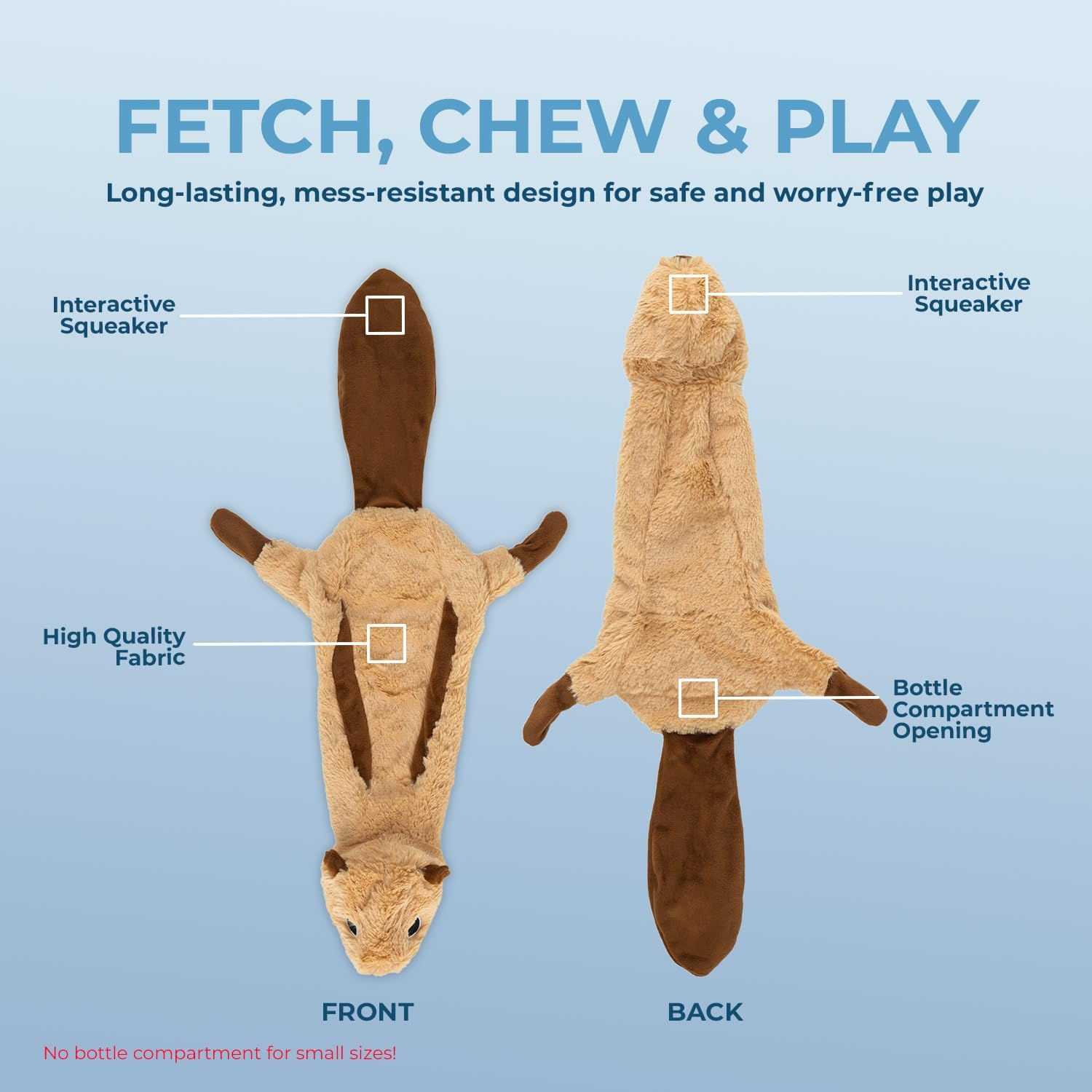 Best Pet Supplies, Inc. 2-In-1 Fun Skin Stuffless Dog Squeak Toy, Medium, Squirrel image number 3