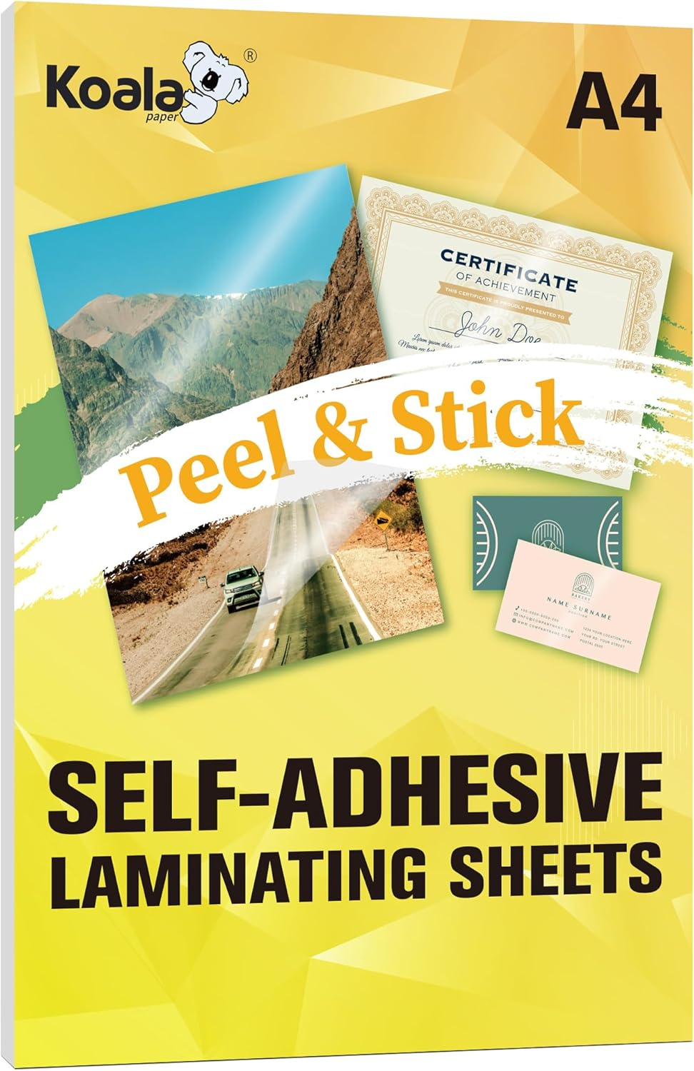 Koala Self Adhesive Laminating Sheets A4 Size Cold Laminating Sheets, No Machine Needed Clear Self Sealing Laminate Sheets Waterproof Protection for Stickers, Photos 20 Sheets image number 4
