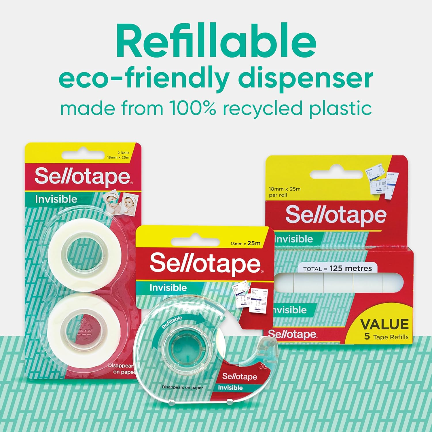 Sellotape Invisible Tape with Dispenser, 18Mm X 25M