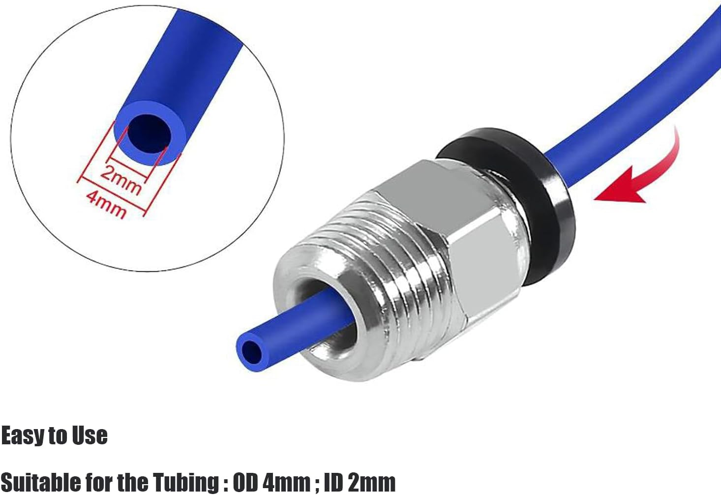 DIANN 10Pcs PC4-M10 Pneumatic Fitting Push in Quick Fitting Connector and 10Pcs PC4-M6 Pneumatic Fitting Push to Connect for 3D Printer image number 2