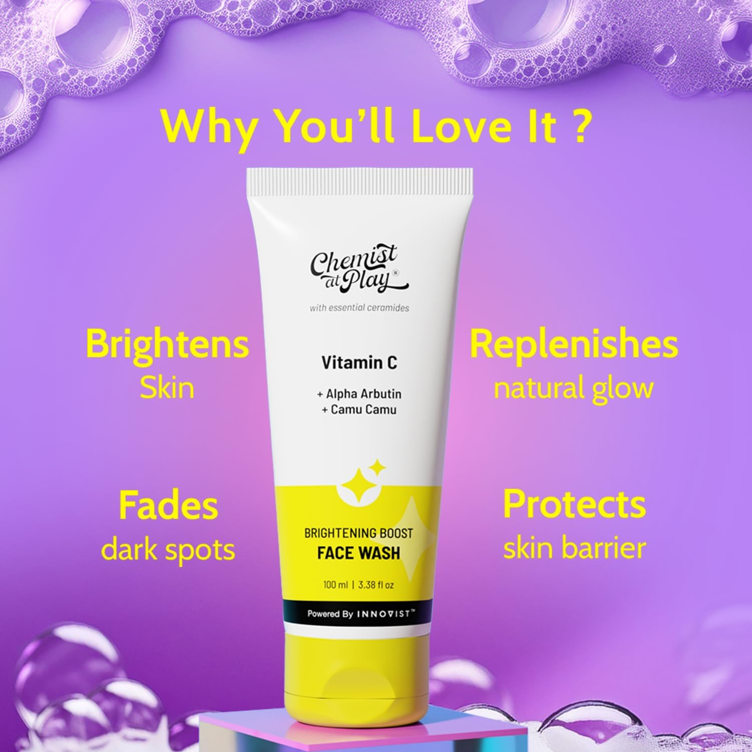 Chemist at Play Brightening Boost Face Wash with 30X Vitamin C Cleans Oil & Dirt Fades Dark Spots Boosts Radiance for All Skin Types for Men & Women Vegan SLS & Paraben Free 100Ml image number 5