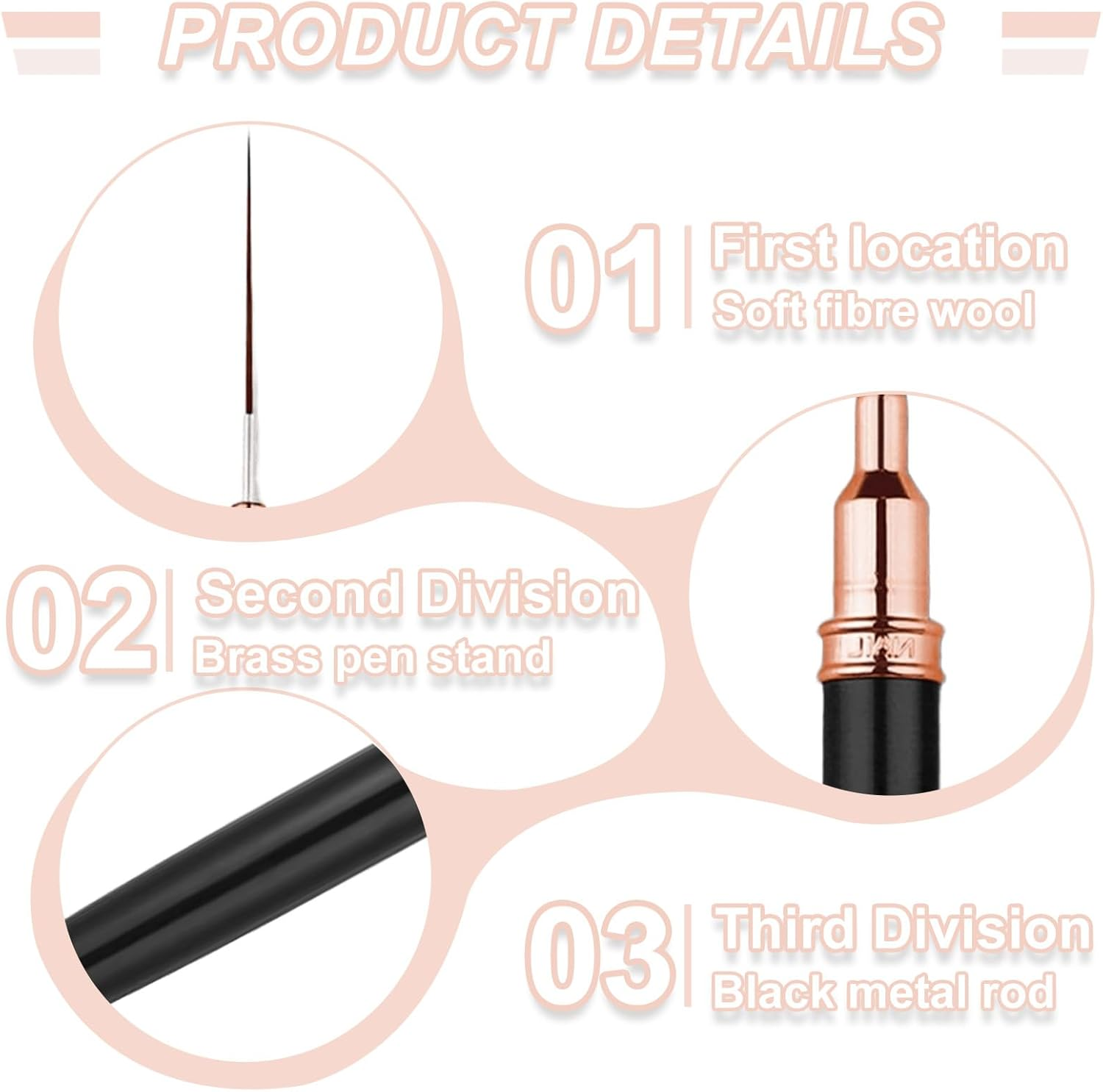 AABDTYYD 5 Pcs Premium Fine Line Nail Art Brushes Set,Professional Liner Brush Nail Tools for Expert Lining and Intricate Detailing,Featuring Multiple Sizes 4/8/12/20/25Mm,Black image number 3