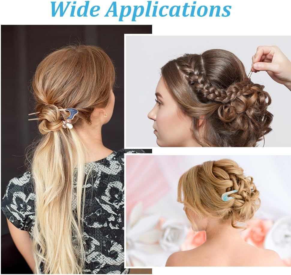 AHANDMAKER Pack of 12 U-Shaped Hair Pins, 12 Styles, French Hair Pins, Metal U Vintage Fork for Bride, Updo Bun Women, Girls, Hairstyle Hair Accessories, 98~118 X 20~44 X 2~3 Mm image number 2