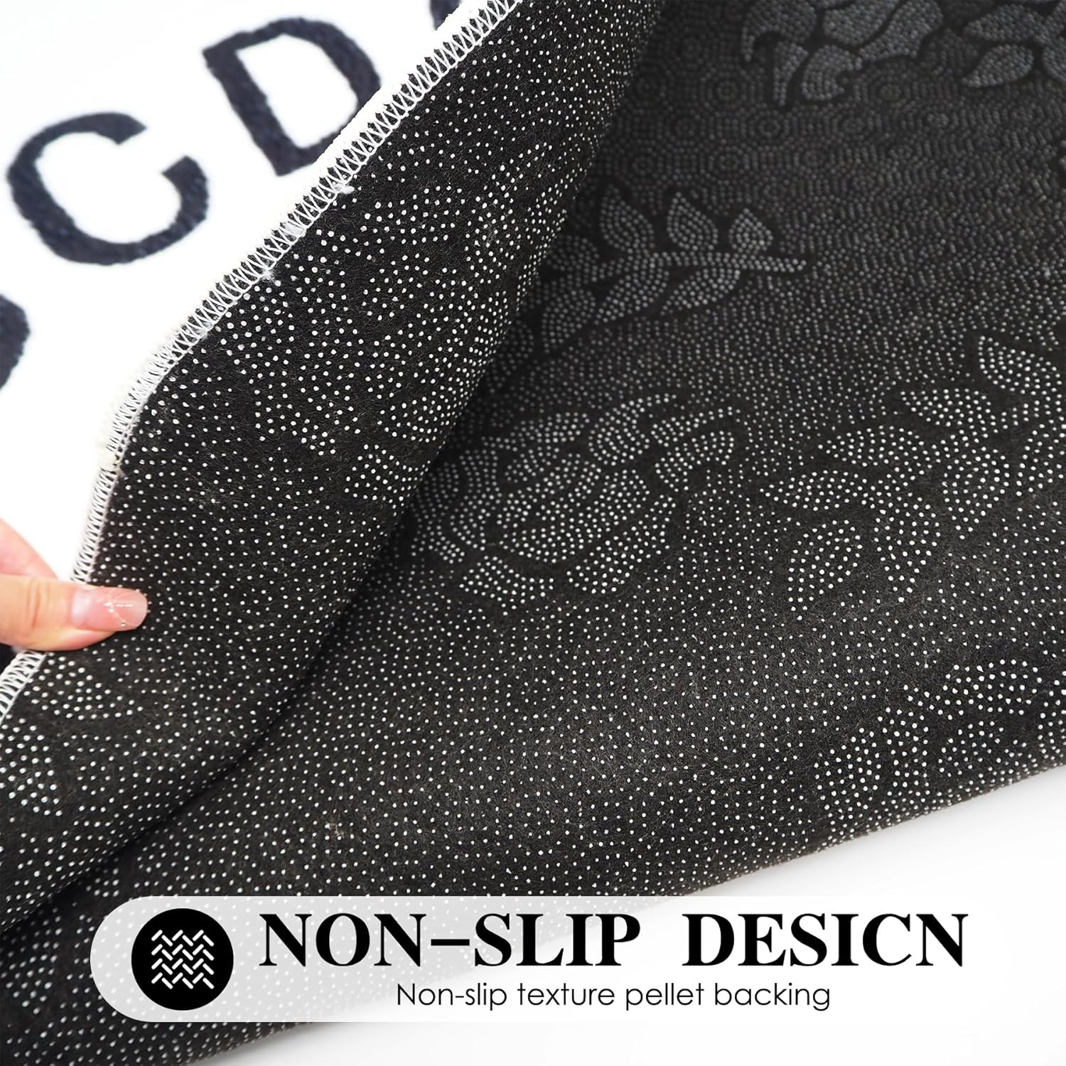 Soft round ABC Rug for Kids Room, 4Ft Fluffy Washable Circle Nursery Rug, Non-Slip Alphabet Educational Baby Kids Rug Carpet for Playroom Bedroom Classroom Kids Room Decor (White)