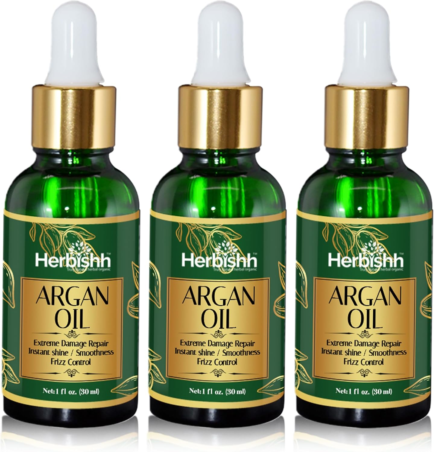 Herbishh Argan Oil for Hair &ndash; Deep Condition Hair Treatment Argan Oil &ndash; Ingredients Sourced from Morocco &ndash;Oil for Hair Frizz Control & Damage Repair &ndash;Nourishing Argan Hair Oil Serum 30Ml (30 Ml (Pack of 3)) image number 3