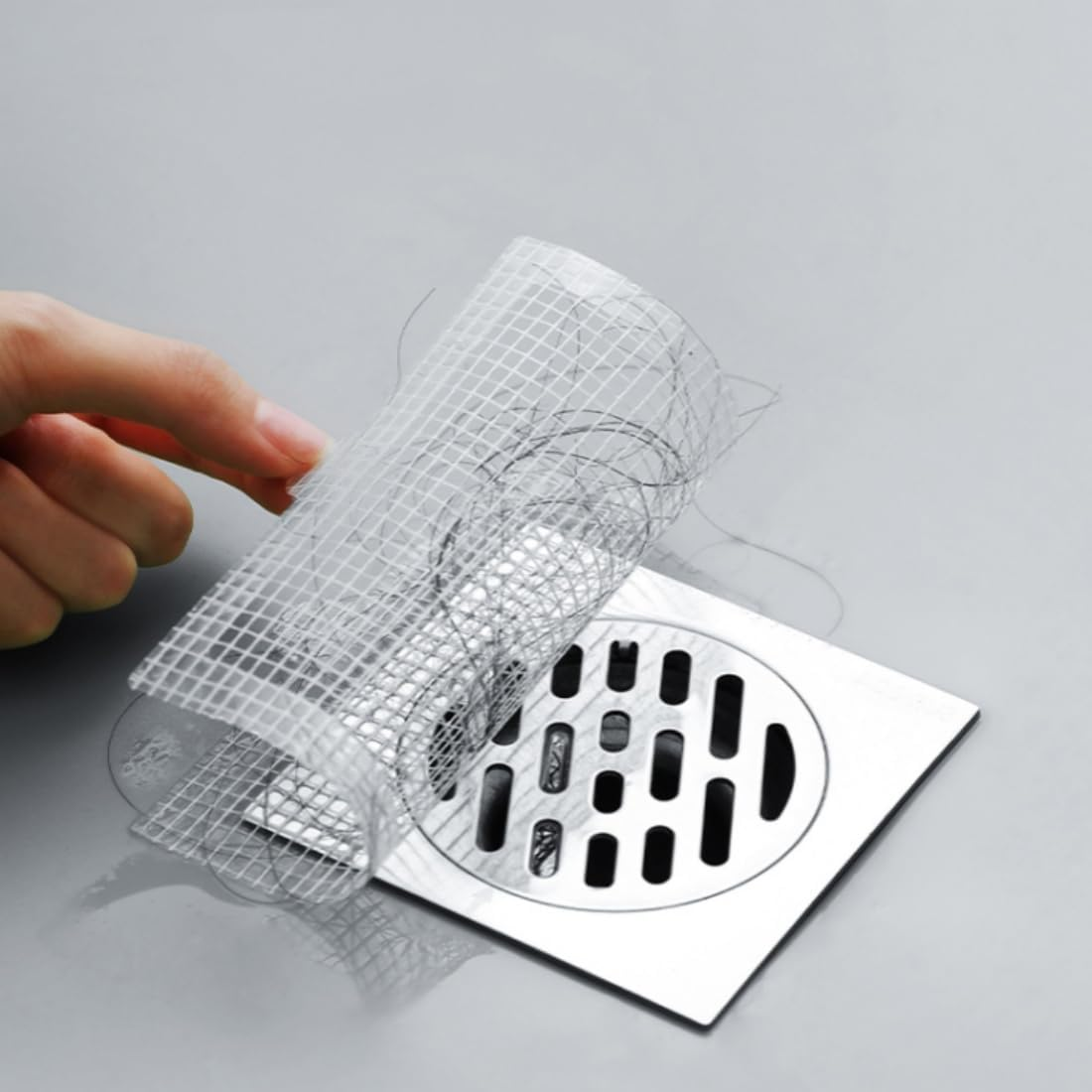 Shower Drain Hair Catcher, Strainers Catcher Mesh Stickers for Bathtub Drain,Shower Filter (Square,100Mm) image number 5