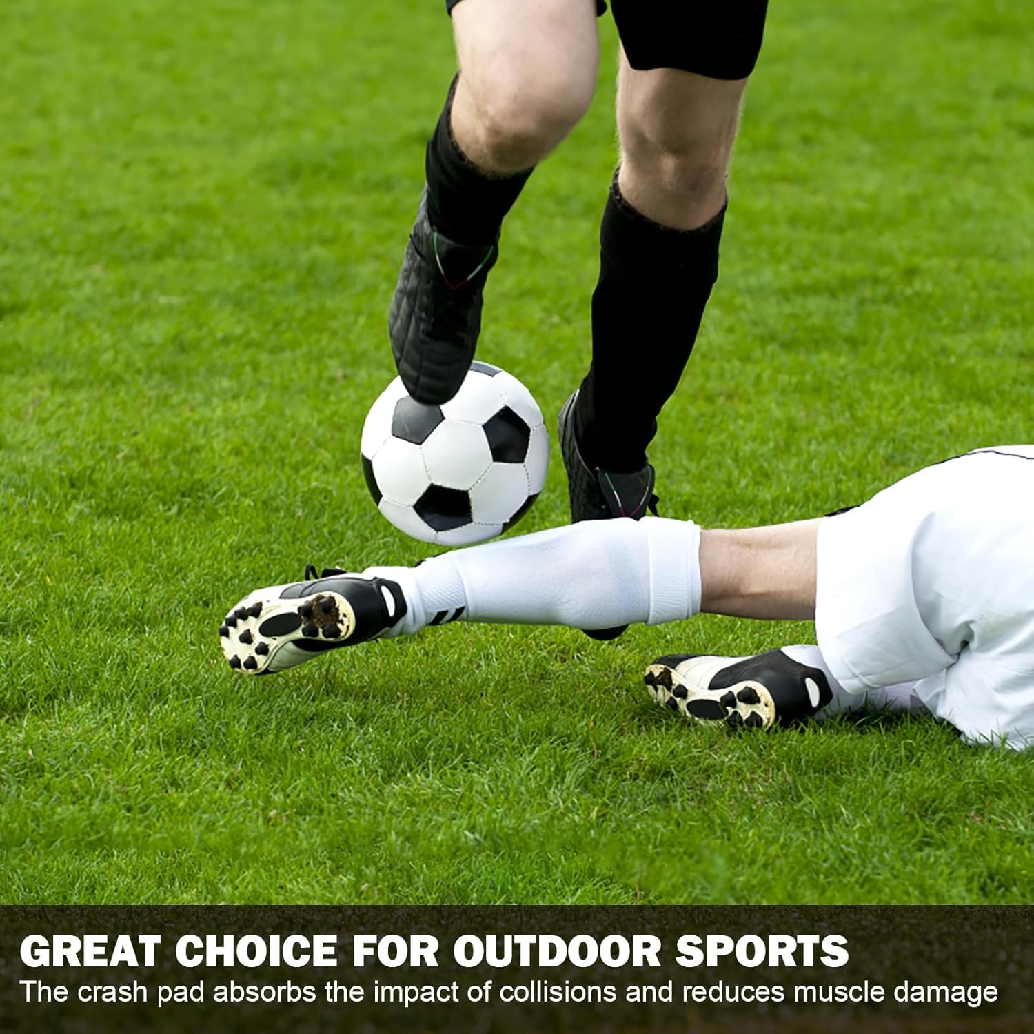 Shin Pads, Shin Guards for Football, Soccer, Rugby, Basketball, Running, Cycling, Hiking, Triathlon, Black, S Size, Pair of 2, Lycra Material image number 2