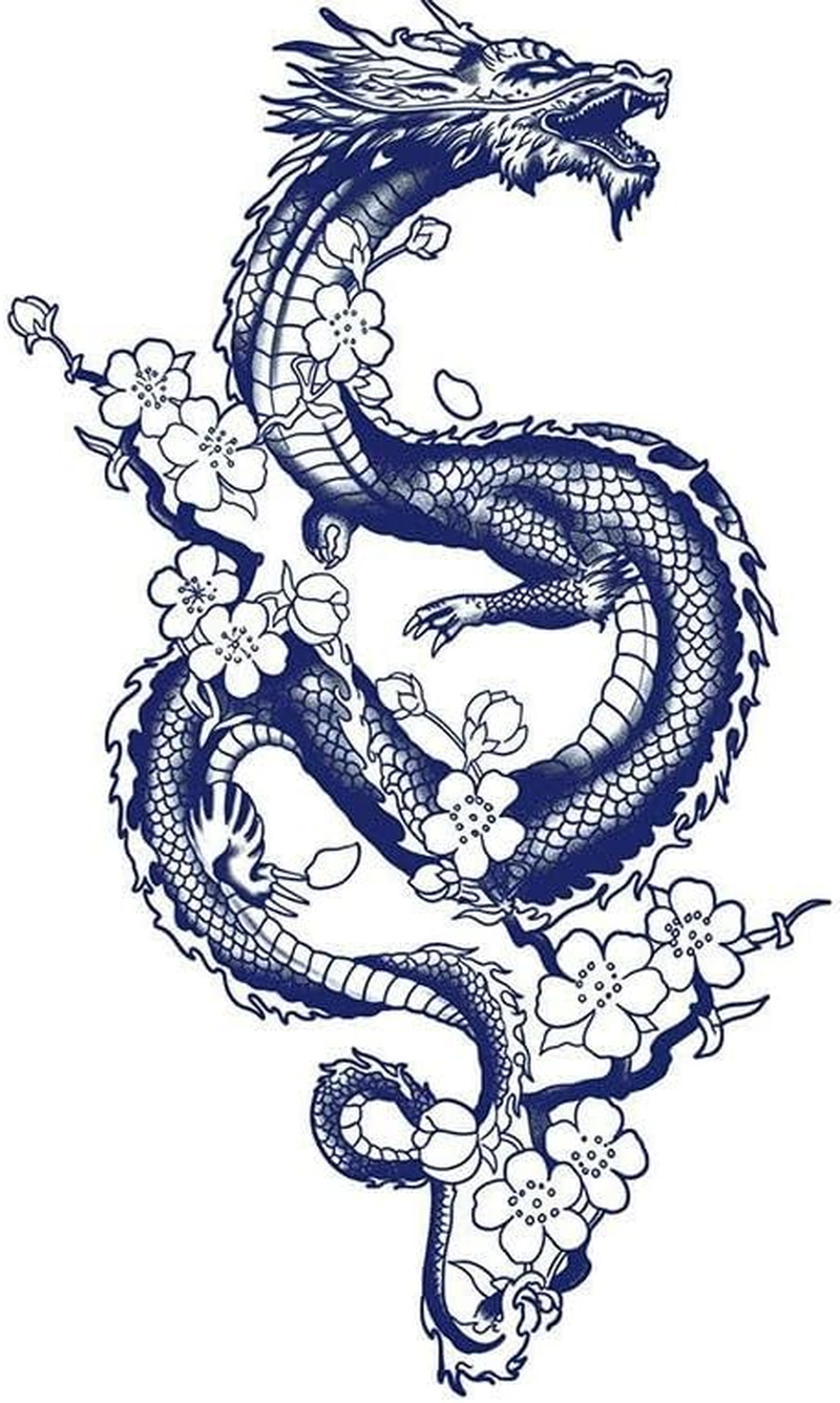 5 Pc Waterproof Long-Lasting Flower Arm Large Picture Back Simulation Tattoo Semi-Permanent Herbal Dragon Totem Temporary Tattoo Sticker