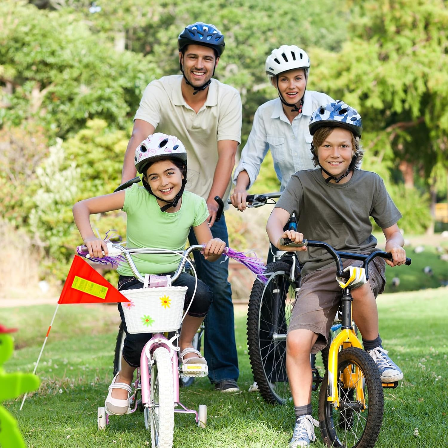 XIHIRCD 2Pcs Safety Flags with Pole, Kid Alert Slow down Signs Neighborhoods Bike Safety Flag with Pole Replacement Easy to Install Orange Safety Flag Warning Signs Compatible with Step 2 image number 6