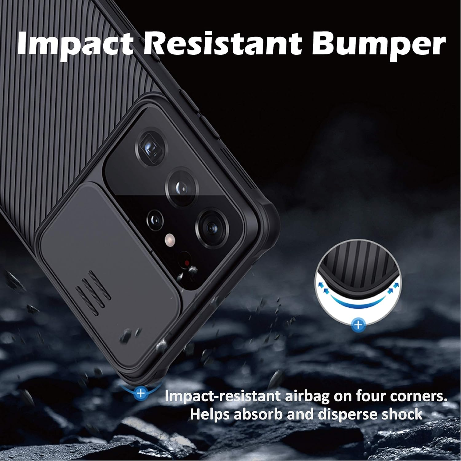 Cloudvally Samsung Galaxy S21 Ultra Case with Camera Cover, Full-Body Protective & Slim Fit, Camera Protection Case Only for Samsung Galaxy S21 Ultra 5G 6.8 Inch (2021 Release), Black image number 1