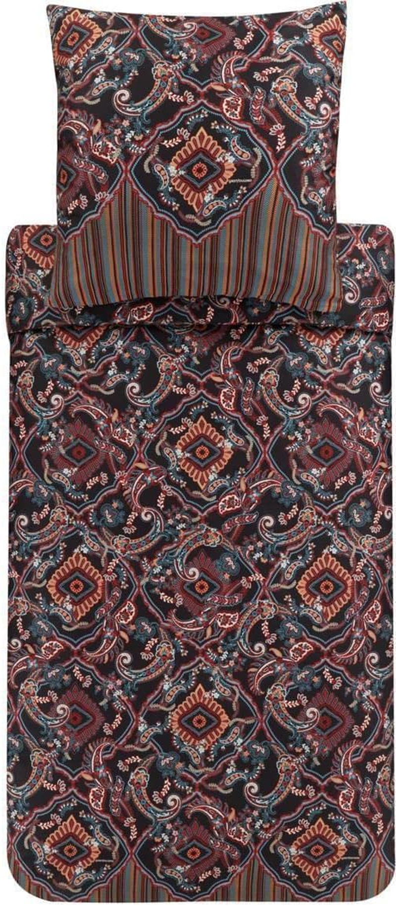 Bassetti Sulmona 9323478 Bed Linen Set Cotton Mako Satin in Black 2-Piece with Zip Closure 200 X 200 Cm / 80 X 80 Cm image number 1