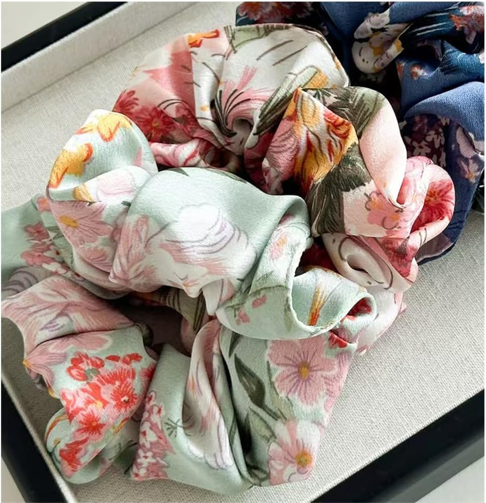 Hair Scrunchie with Bow, Soft Broken Chiffon Bowknot Hair Bobbles, Ponytail Holder, Elastic Hair Band for Women (Pack of 4) image number 3