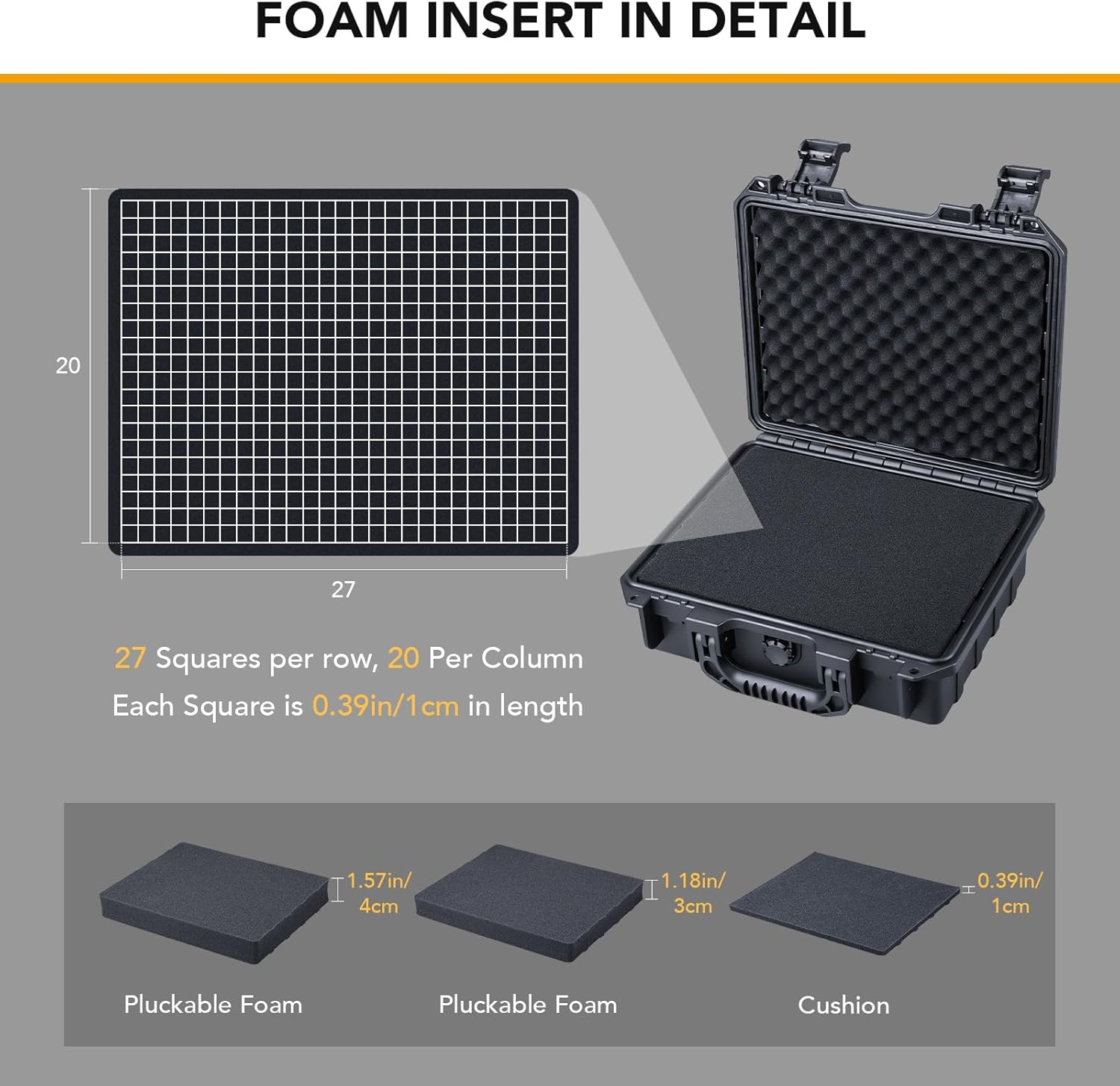 Lykus HC-2810 Waterproof Hard Case with Customisable Foam, Interior Size28.4X22.4X10.1 Cm, Suitable for Small Items image number 5