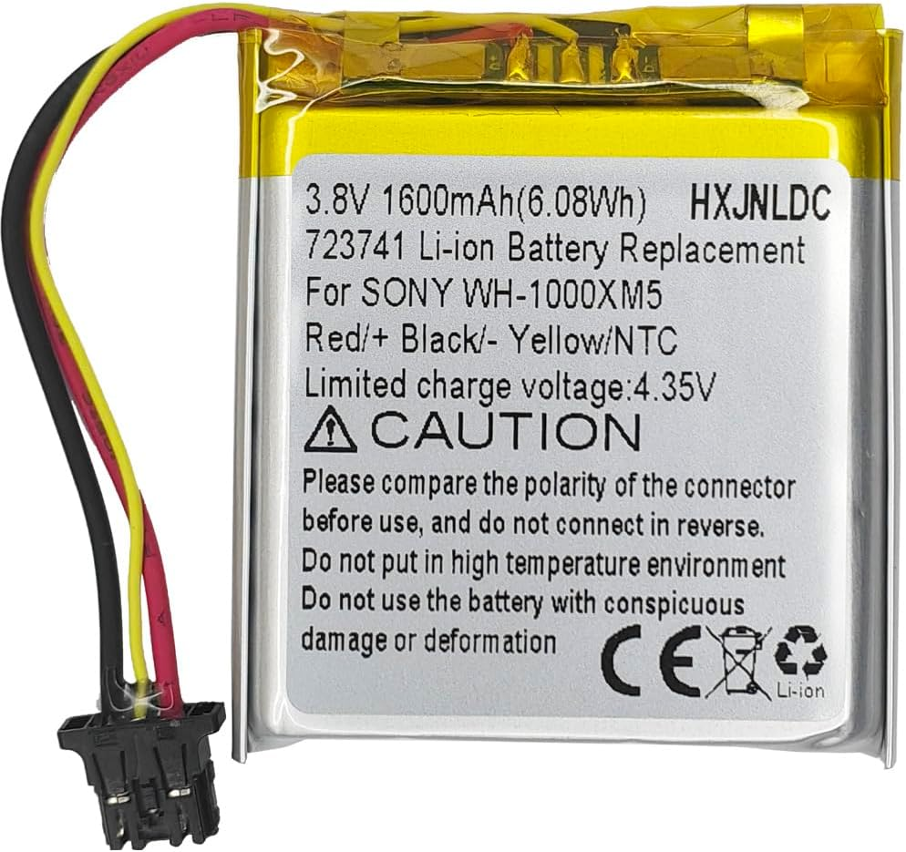 DC 3.8V 1600Mah Lithium Battery Replacement for Sony WH-1000XM5 Bluetooth Wireless Noise Canceling Stereo Headset 723741 image number 1