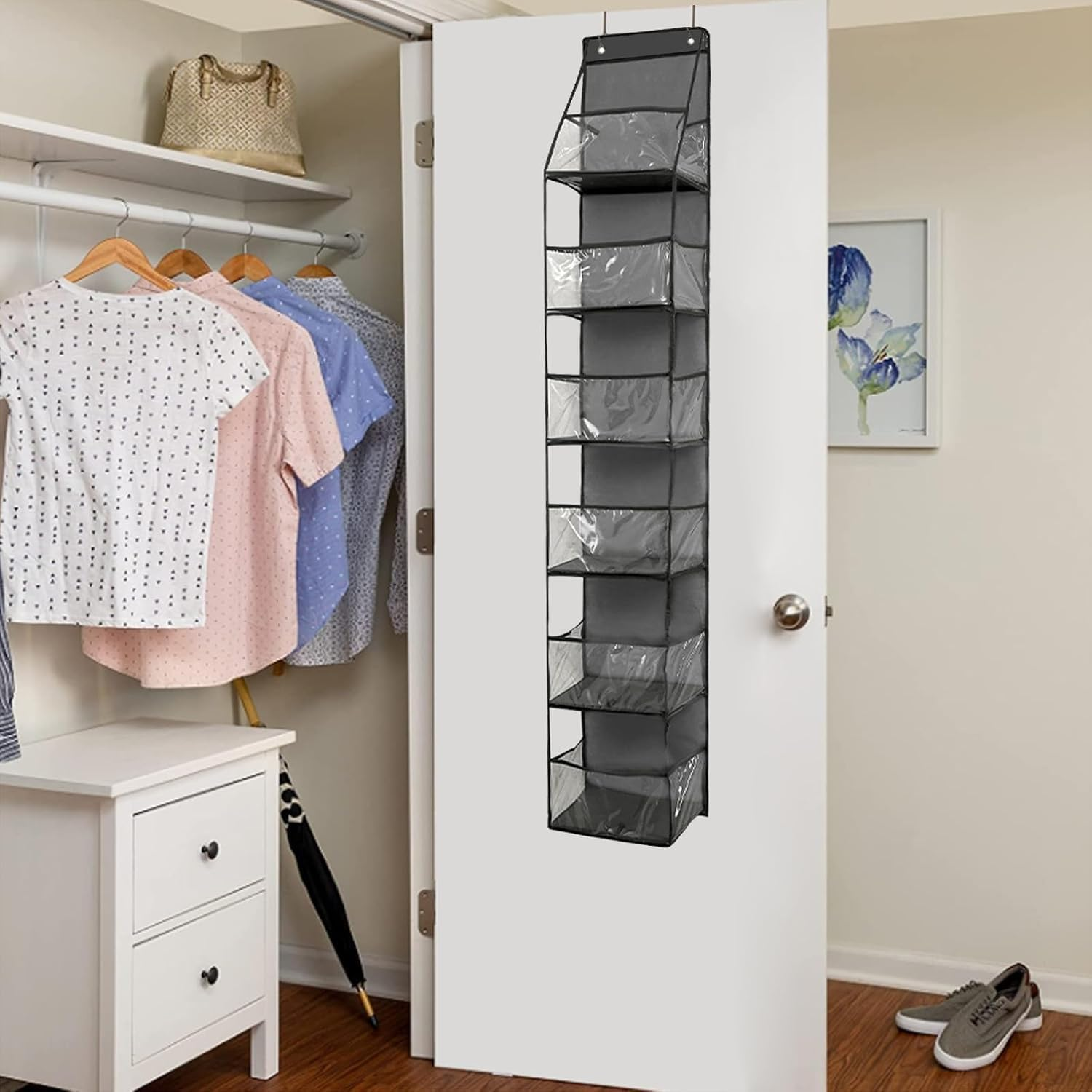 6-Shelf over the Door Storage Organizer,Door Organizer Hanging，Over the Doors Pantry Organizer，Back of Door Storage Organizer，25Lb Ultra Sturdy & Large Capacity Door Organizer for Closet,Bedroom image number 5