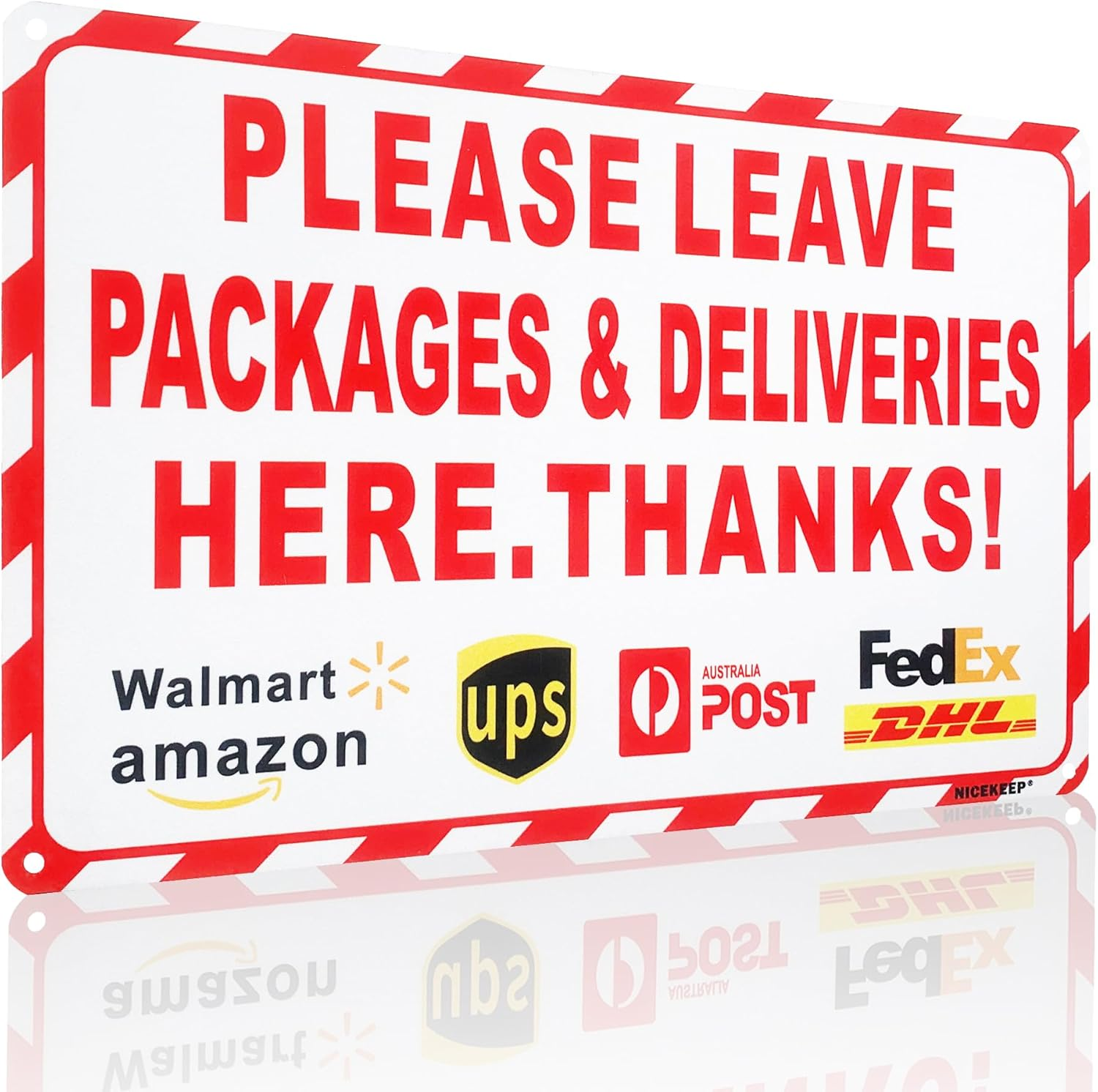 Nicekeep Package Delivery Sign for Outdoor Use - Please Leave Packages & Deliveries Here Thanks - 8X12 Inch Delivery Signs for Package