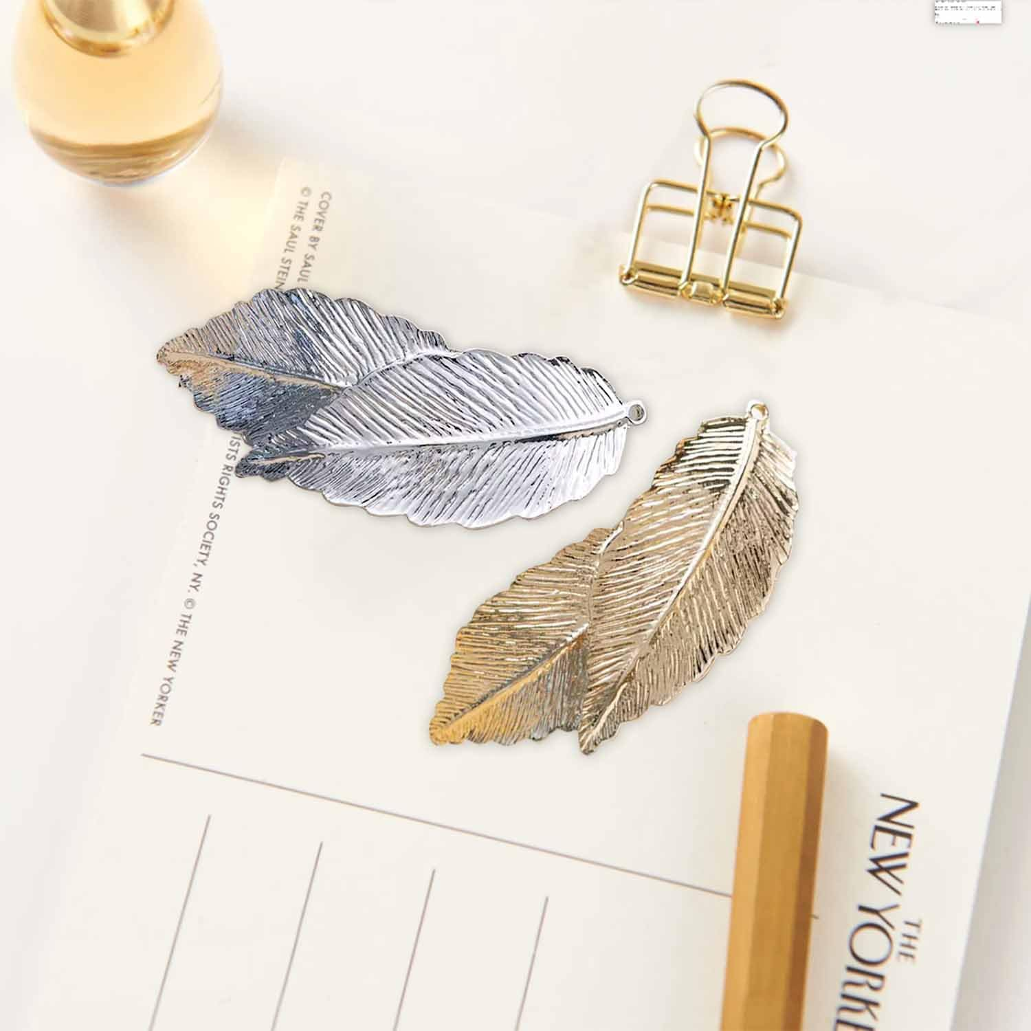 Pack of 2 Vintage Leaf Hair Clips, Gold Silver Metal Hair Clips, Alloy Leaf Hair Clips, Simple Leaf Hair Clips, Delicate Hair Clips for Women and Girls, Hair Accessories image number 2