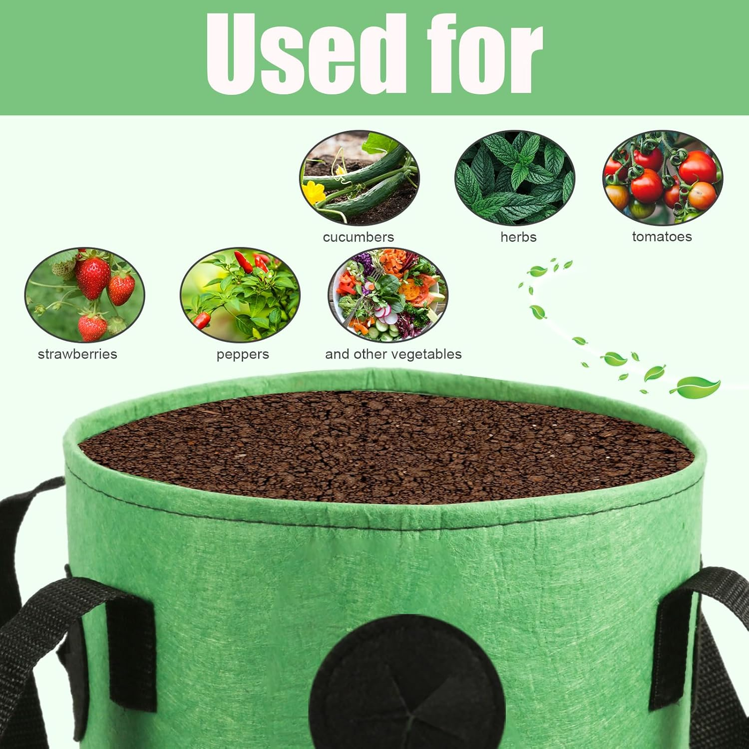 2Pcs Strawberry Planter Bags, Cylindrical Hanging Grow Bags Vertical Garden Wall Planter Durable Topsy Turvy Tomato Planter for Outdoor Indoor Hanging Planting image number 3