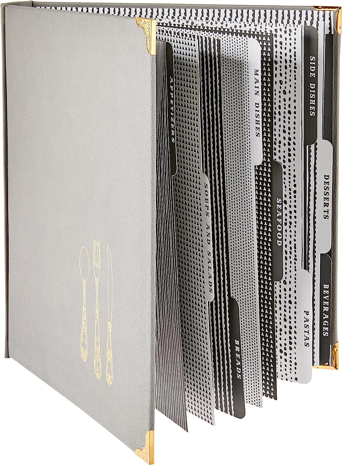 C.R. Gibson Leatherette Recipe Binder, Gray/Multicolor image number 6
