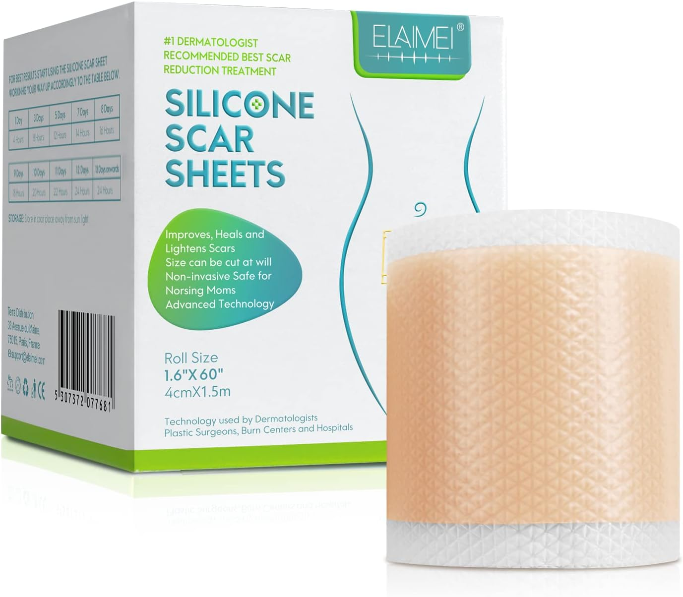 Silicone Scar Sheets, Professional Silicone Scar Sheets,Scar Silicone Tape Strips, Scar Removal Sheets for C-Section,Scar Removal Sheet Long Strips for Acne Burn, Keloid (1.6&rdquo; X 60&rdquo;) image number 6