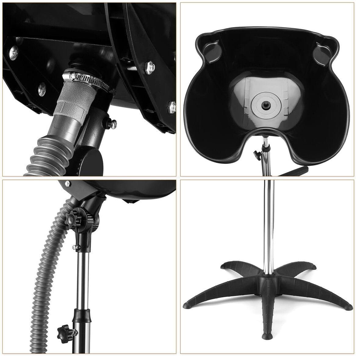 AUSWAY 10L Large Barber Salon Basin Portable Shampoo Hairdressing Hair Wash Bowl Adjustable Height and Tilt