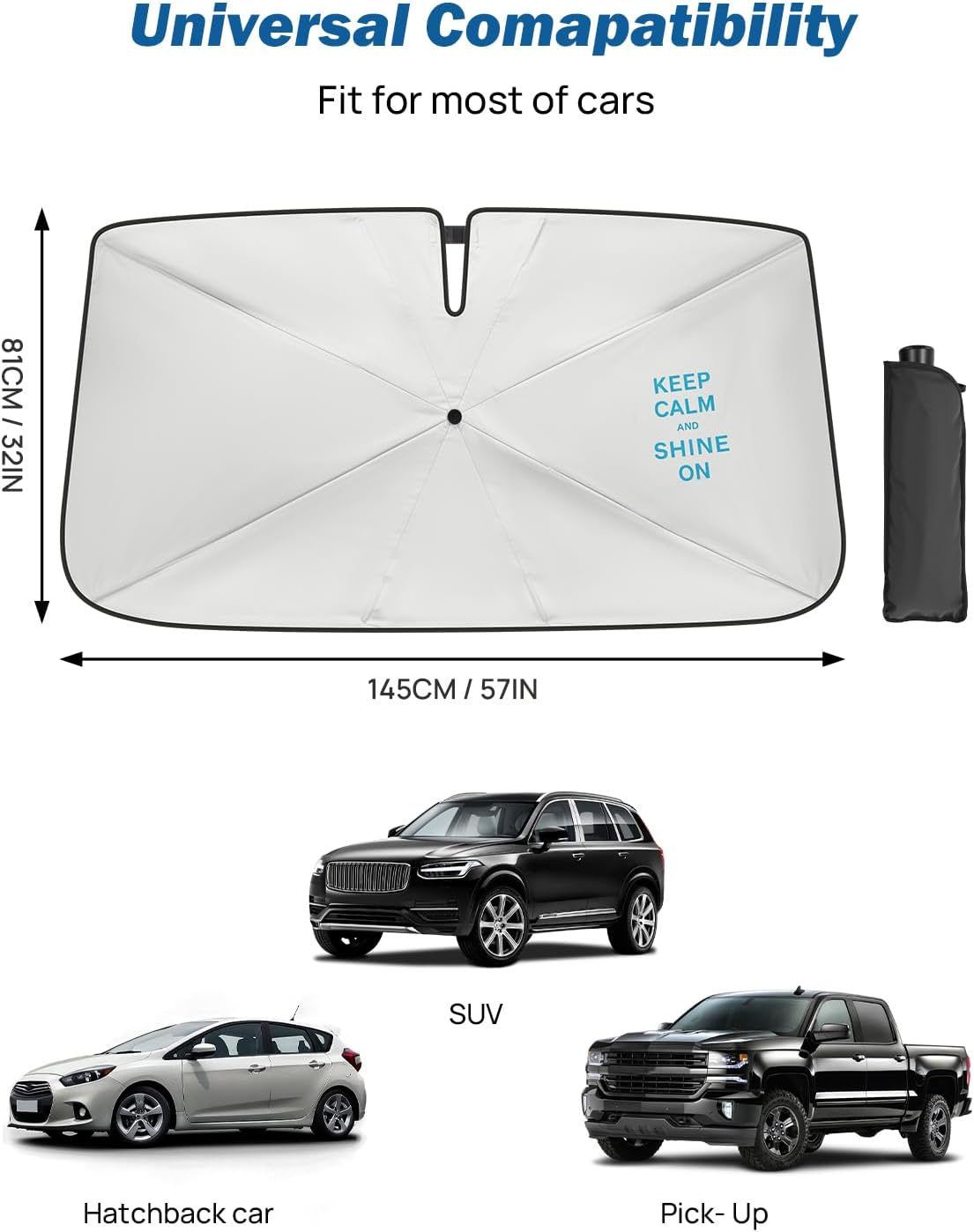 JOYTUTUS Windshield Sunshade Umbrella, Automotive Interior Sun Protection, Titanium Silver-Plated Coating Protect Car from Sun Rays & Heat Damage and Keep Cool, Spring Structure Edge image number 3