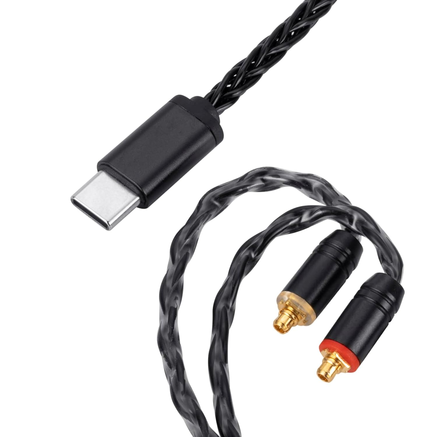 UNCLE LIGHT USB-C to Dual MMCX IEM Balance Earbud Cable, 8-Core OCC Silver-Plated Hifi Earphone Cable, Ultra-Flexible Digital Audio Upgrade for In-Ear Headphones (1.3M, Black) image number 3