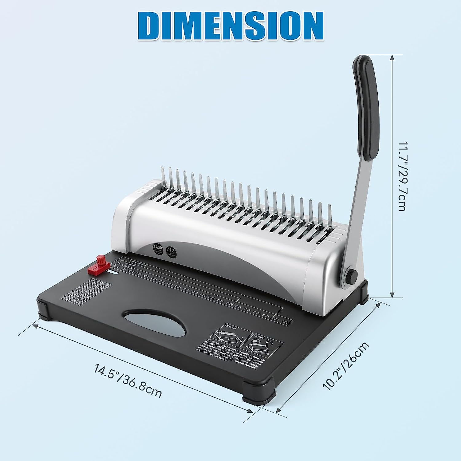 FLK Tech Binding Machine with Starter Combs Set for A4-21 Hole / 450 Sheets Paper Punch Binder image number 4
