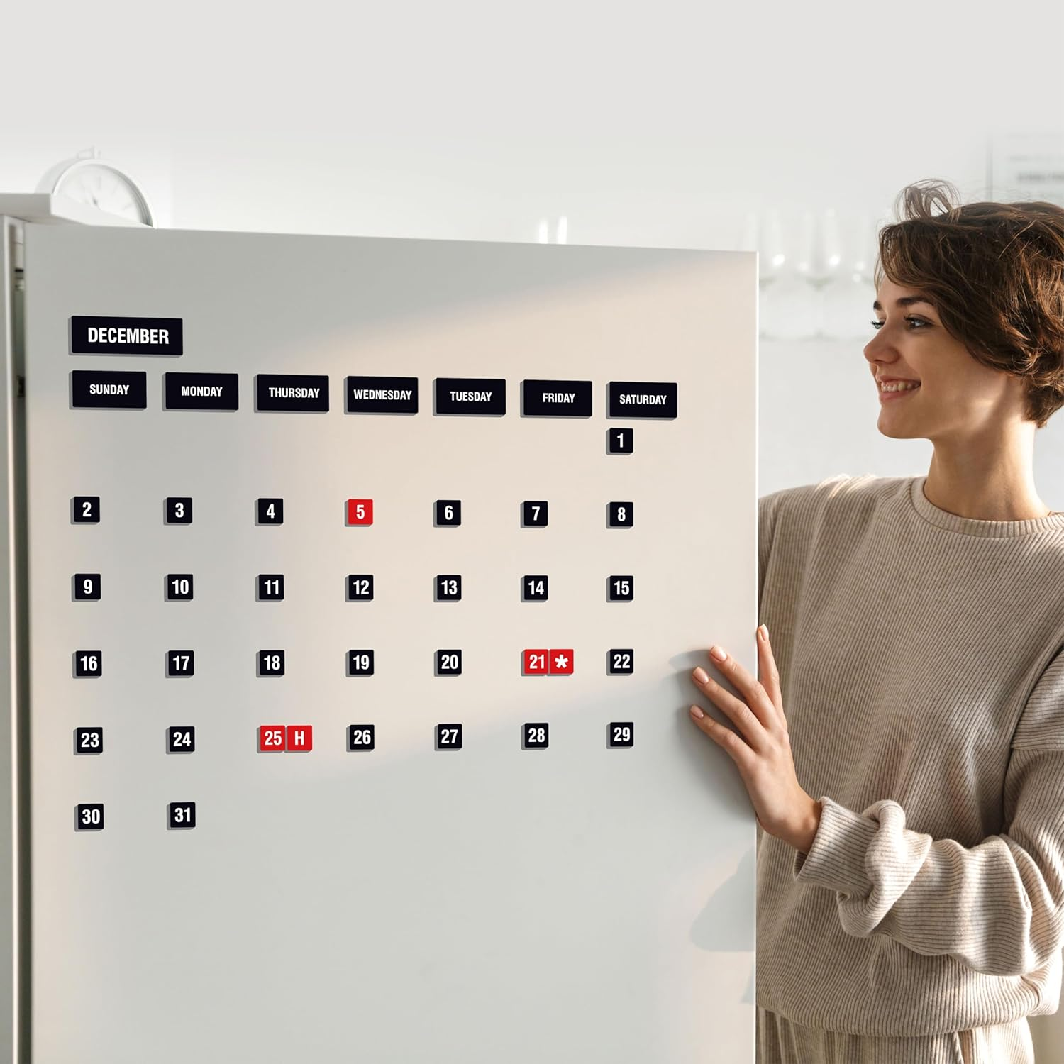 57PCS Numbers & Months Magnets, Double-Sided Magnetic Days of Week, Month Dry Erase Calendar Date Magnets for Whiteboard Refrigerator image number 5