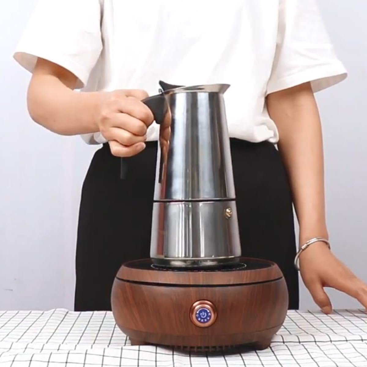 OSALADI Stainless Steel Stovetop Coffee Pot 450Ml 9-Cup Espresso Maker Portable Coffee Brewer for Home and Travel Kitchen Accessories image number 2