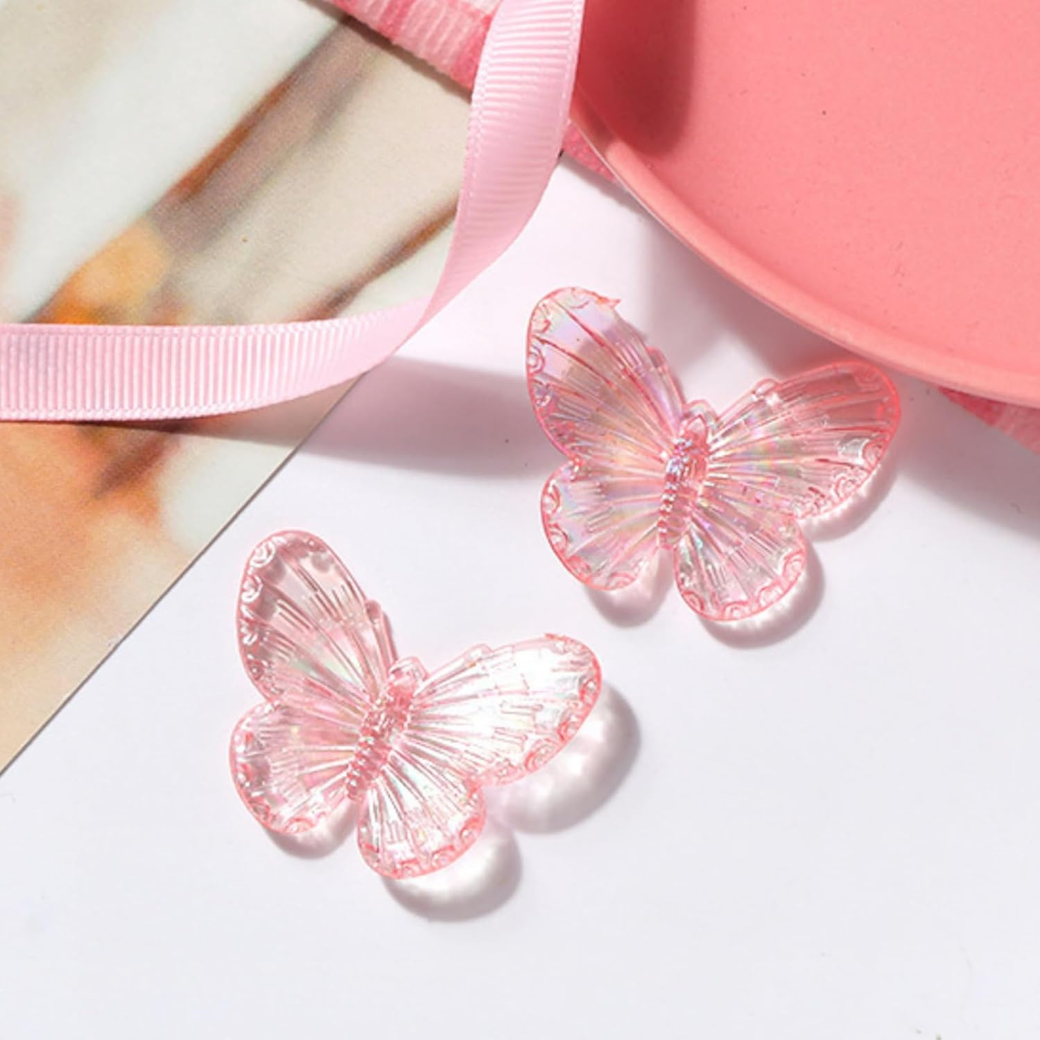Umiin Hair Clips, 6 Pieces Crocodile Clips, Butterfly Hair Accessories for Women and Girls, Beautiful Headwear, Styling Tools for Party, Daily Performance, Pink image number 3