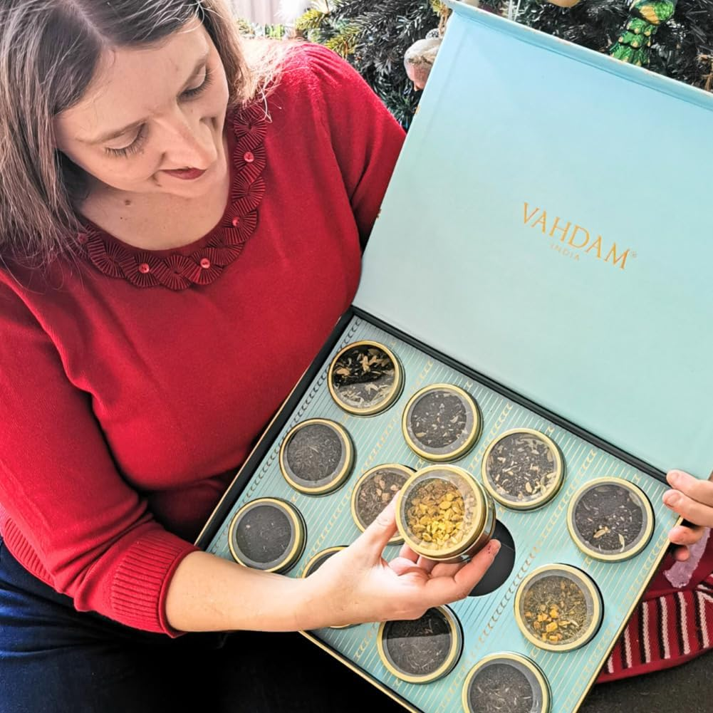 VAHDAM, Bloom - Assorted Tea Gift Set (12 Loose Leaf Tea) Tin Caddy Presentation Box | Gluten Free, Non GMO | Tea Gift Set for Women & Men image number 6