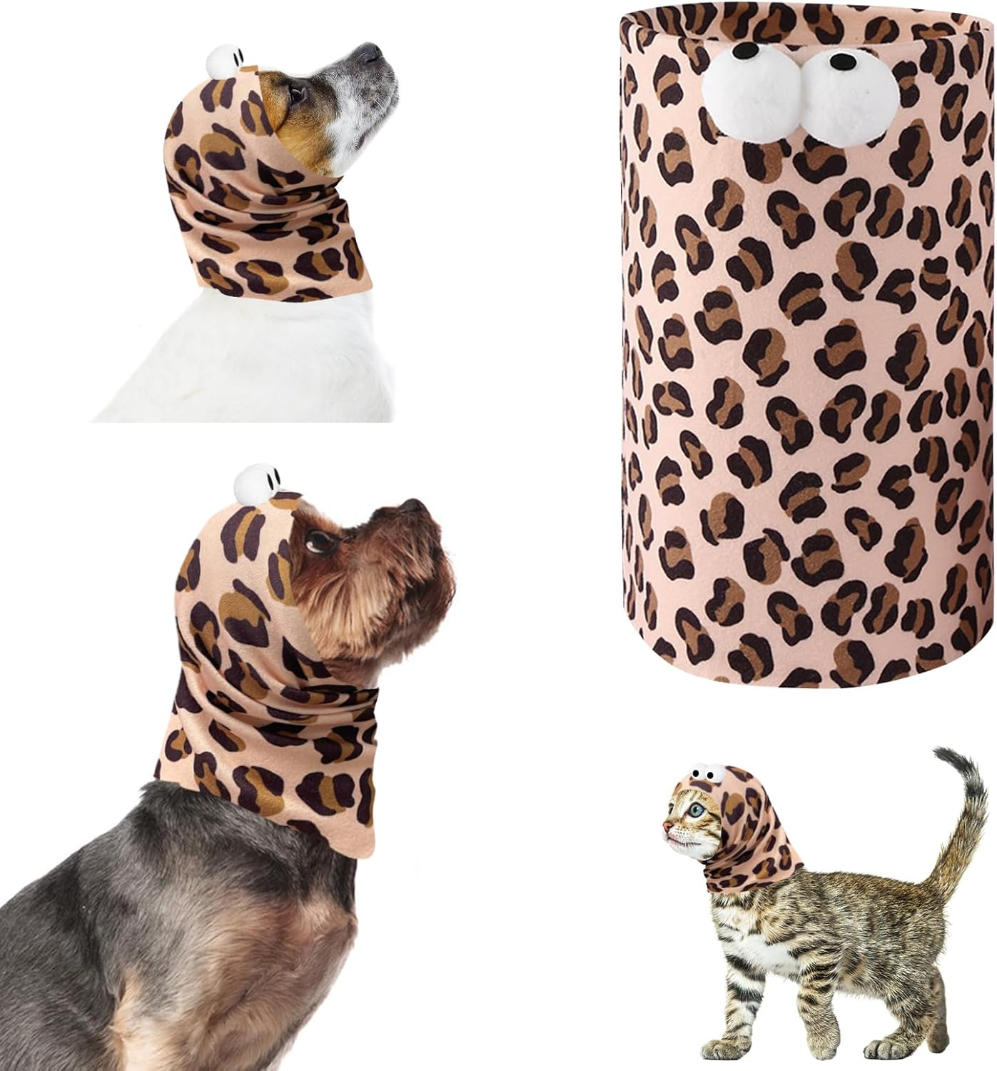 Yoolhamy Dog Snood Dog Ear Protectors for Grooming Ear Muffs Noise Protection Dog Neck and Ears Warmer Headwear for Pet Dogs and Cats Bathing (Cow, L)